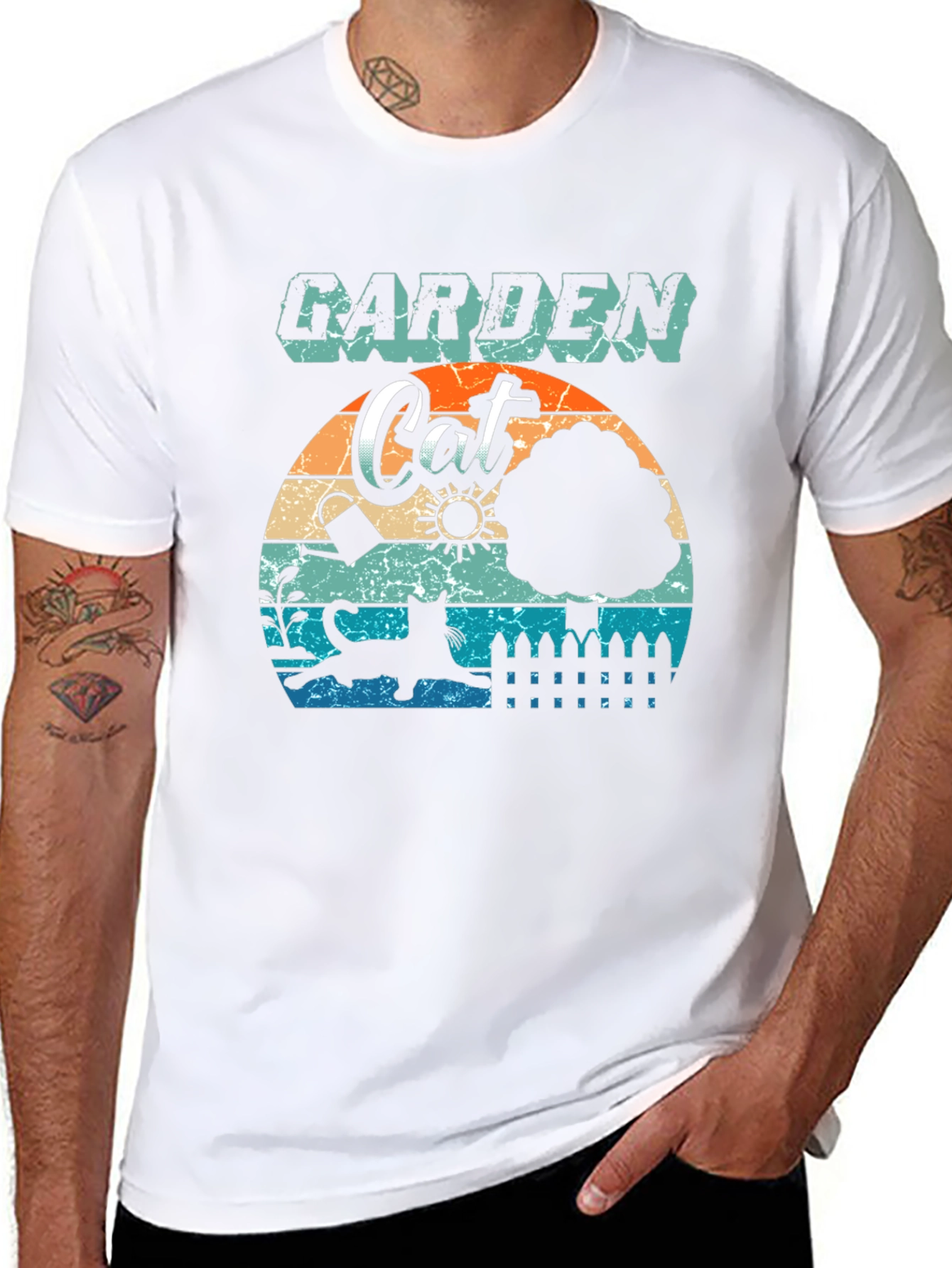 Garden Cat T-Shirt: Retro Style