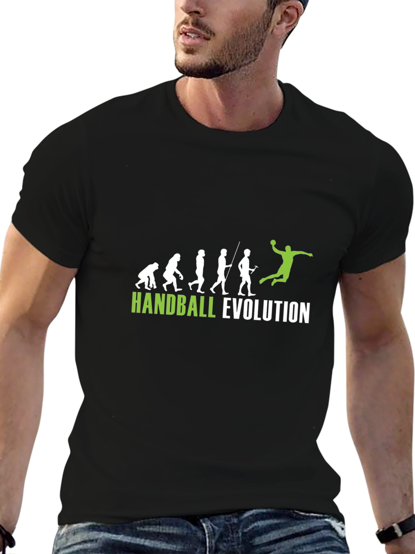 Handball Evolution Graphic Tee - Black Cotton T-Shirt