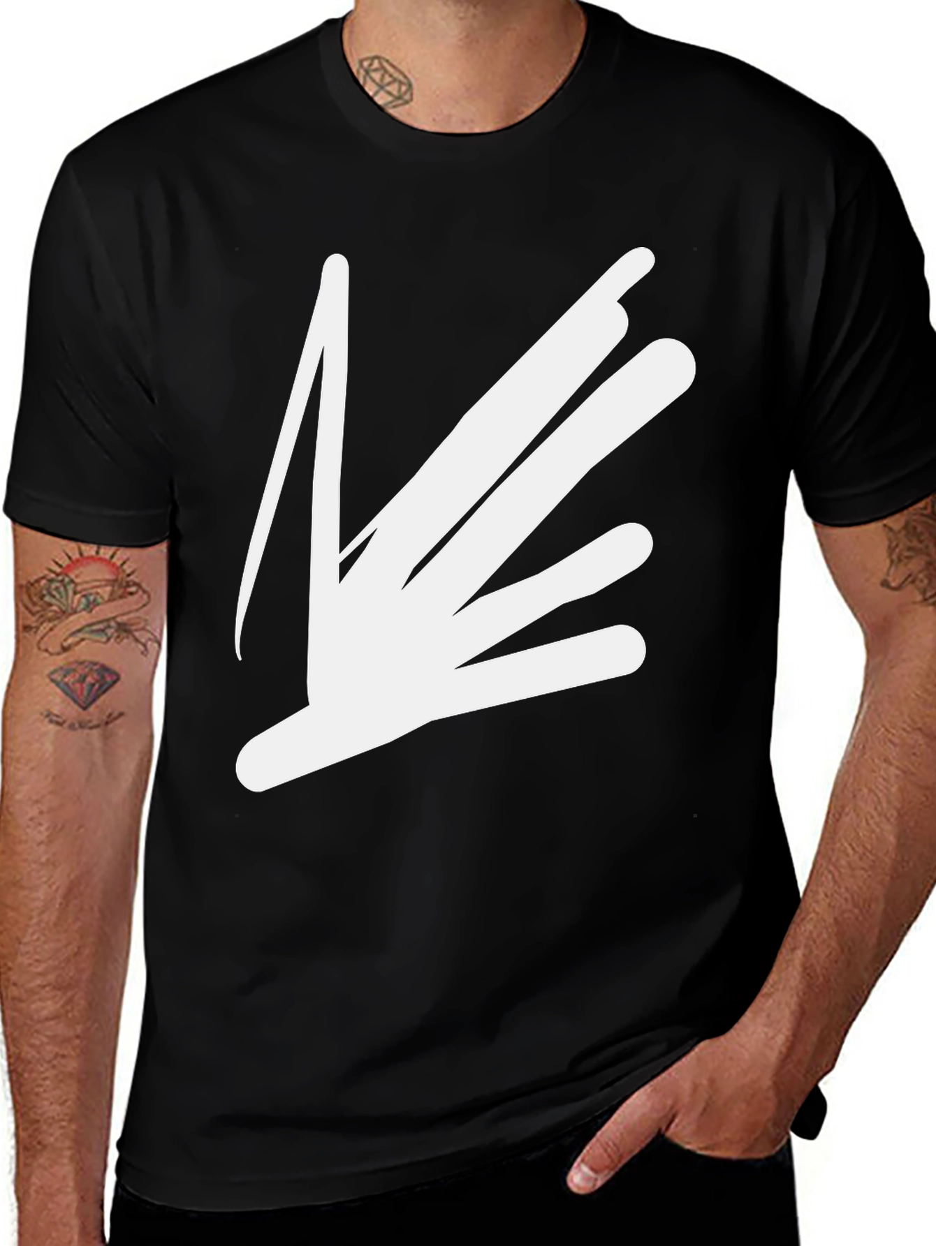 Abstract Graphic Print T-Shirt - Black