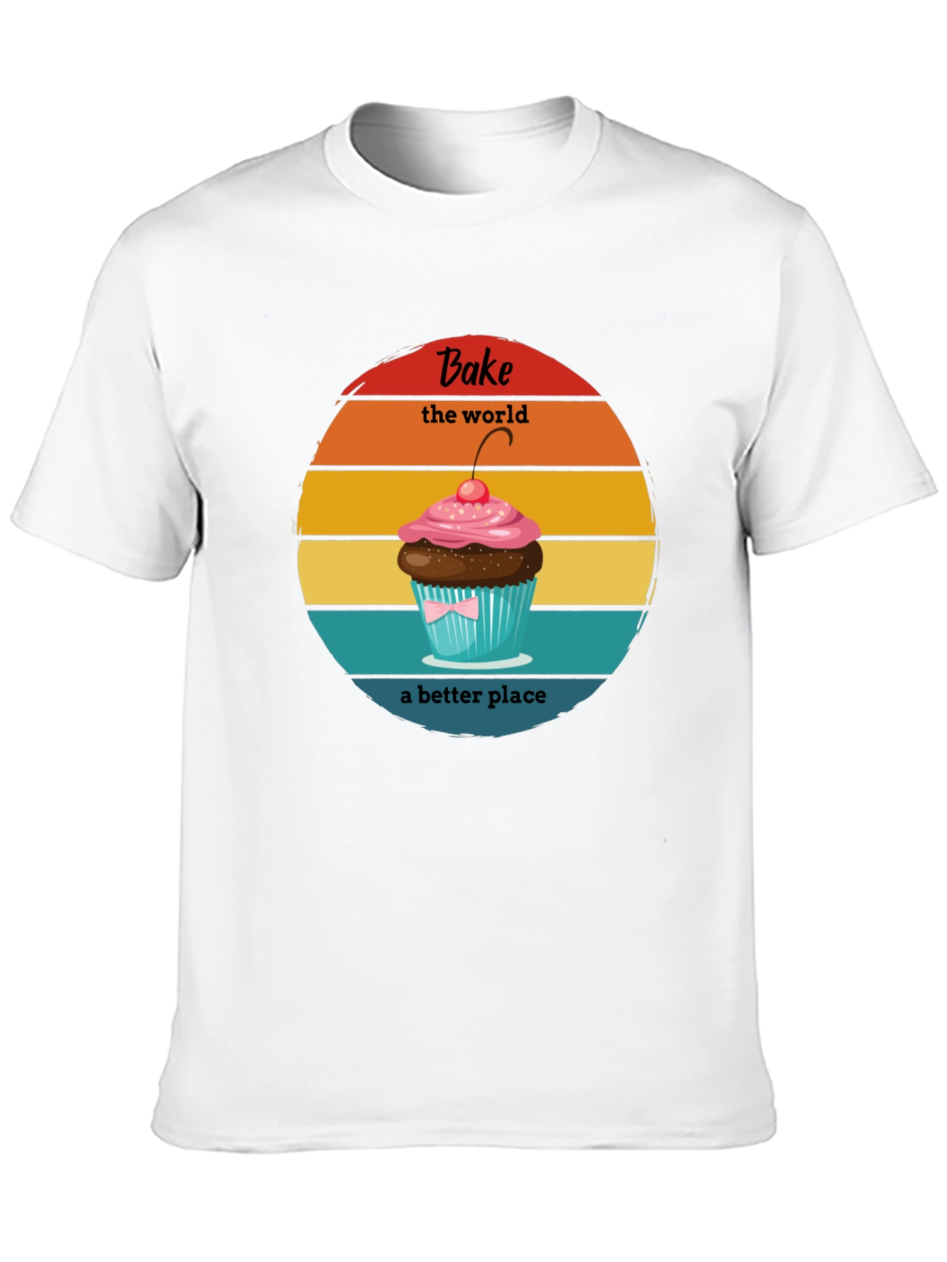 Bake the World T-Shirt - Retro Cupcake Design