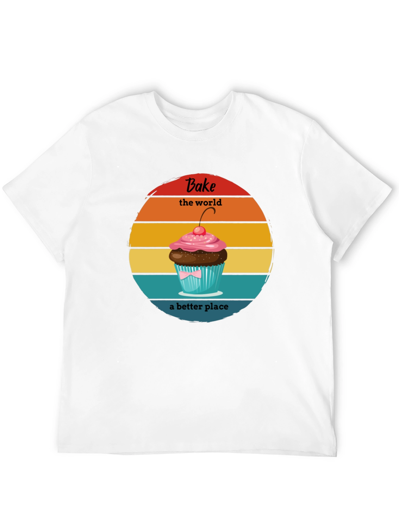 Bake the World T-Shirt - Retro Cupcake Design