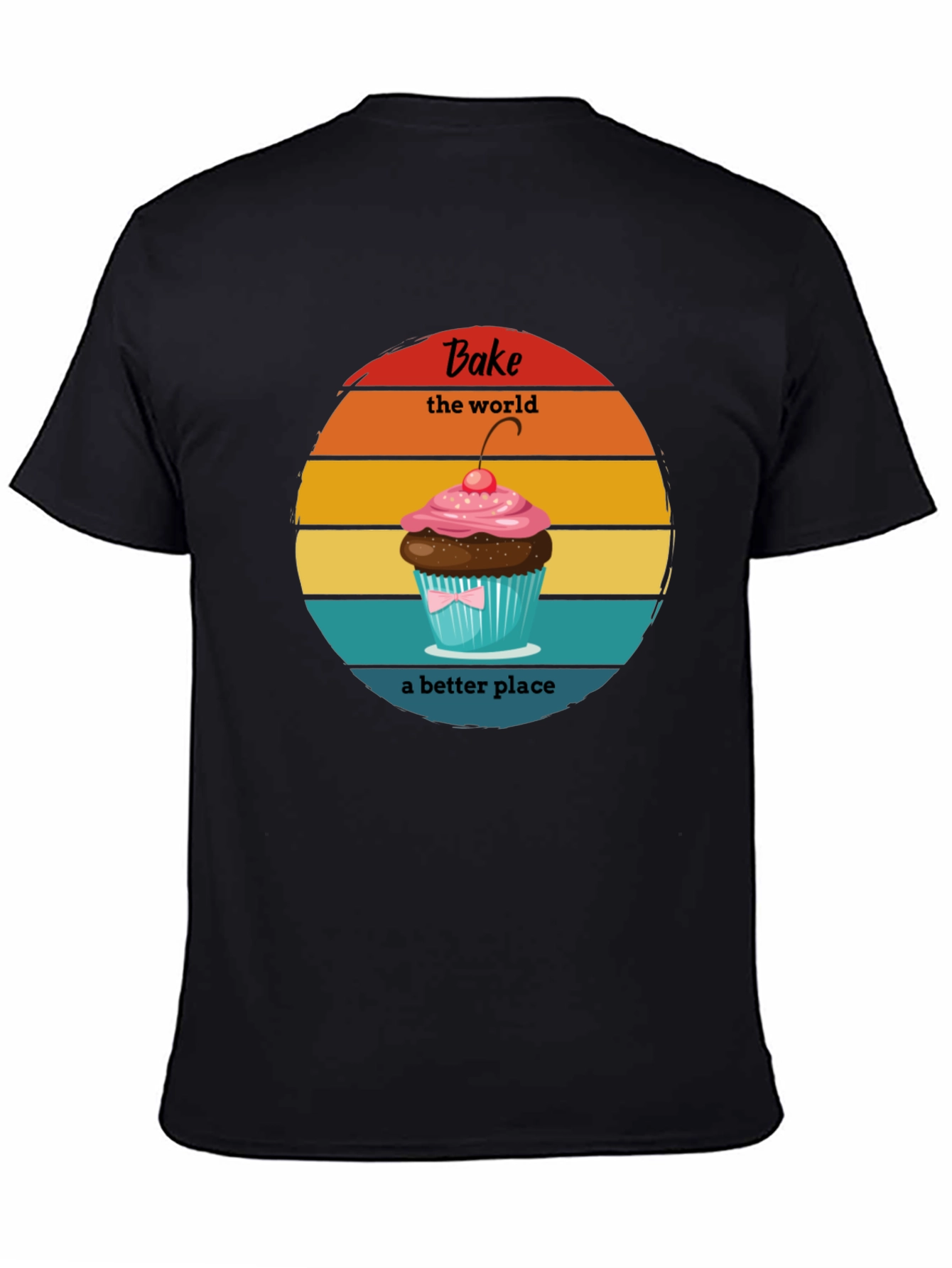 Bake the World T-Shirt - Retro Cupcake Design