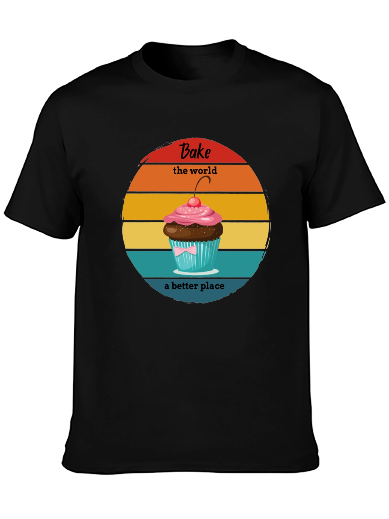 Bake the World T-Shirt - Retro Cupcake Design