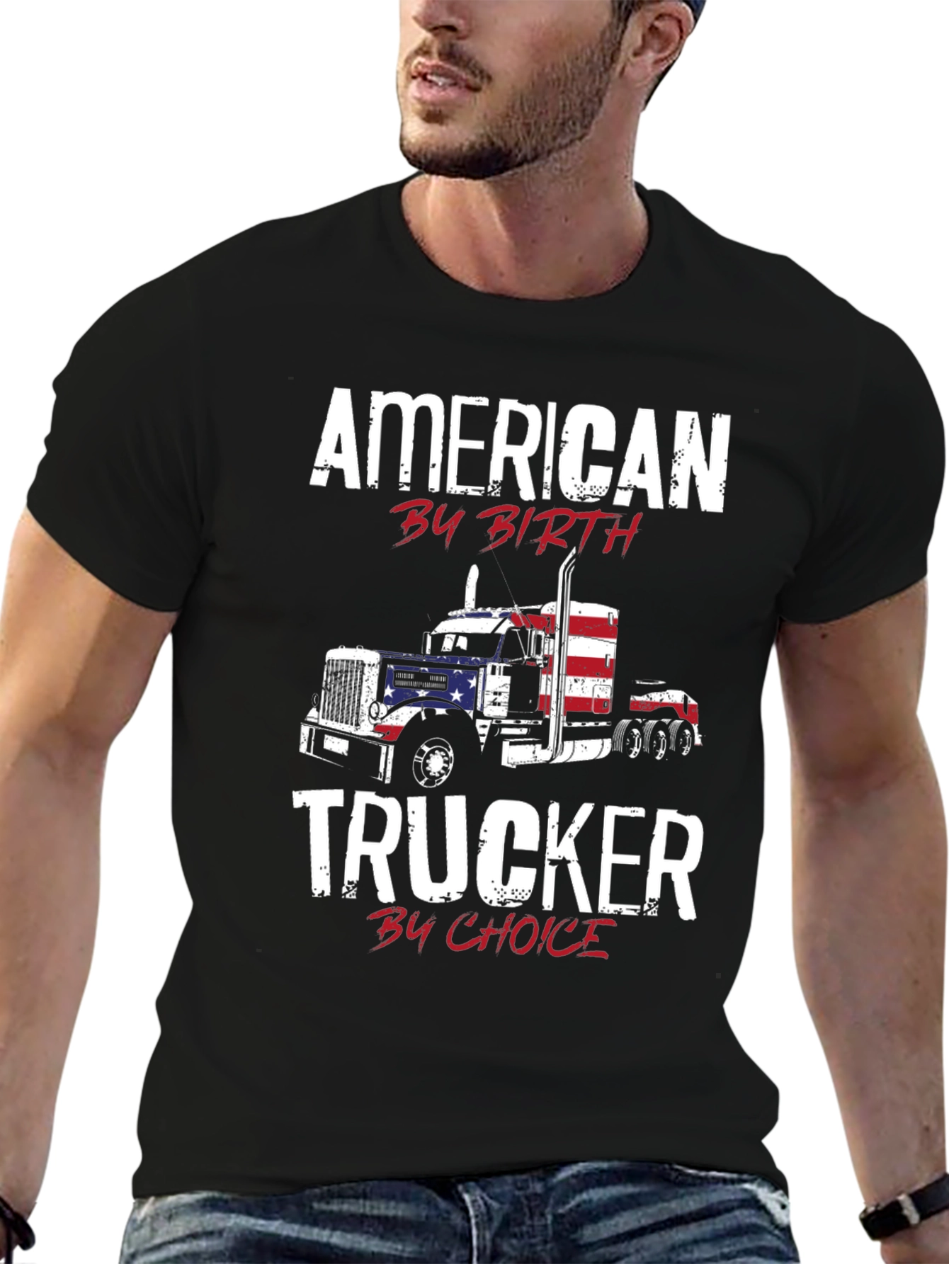 American Trucker T-Shirt - Patriotic Design