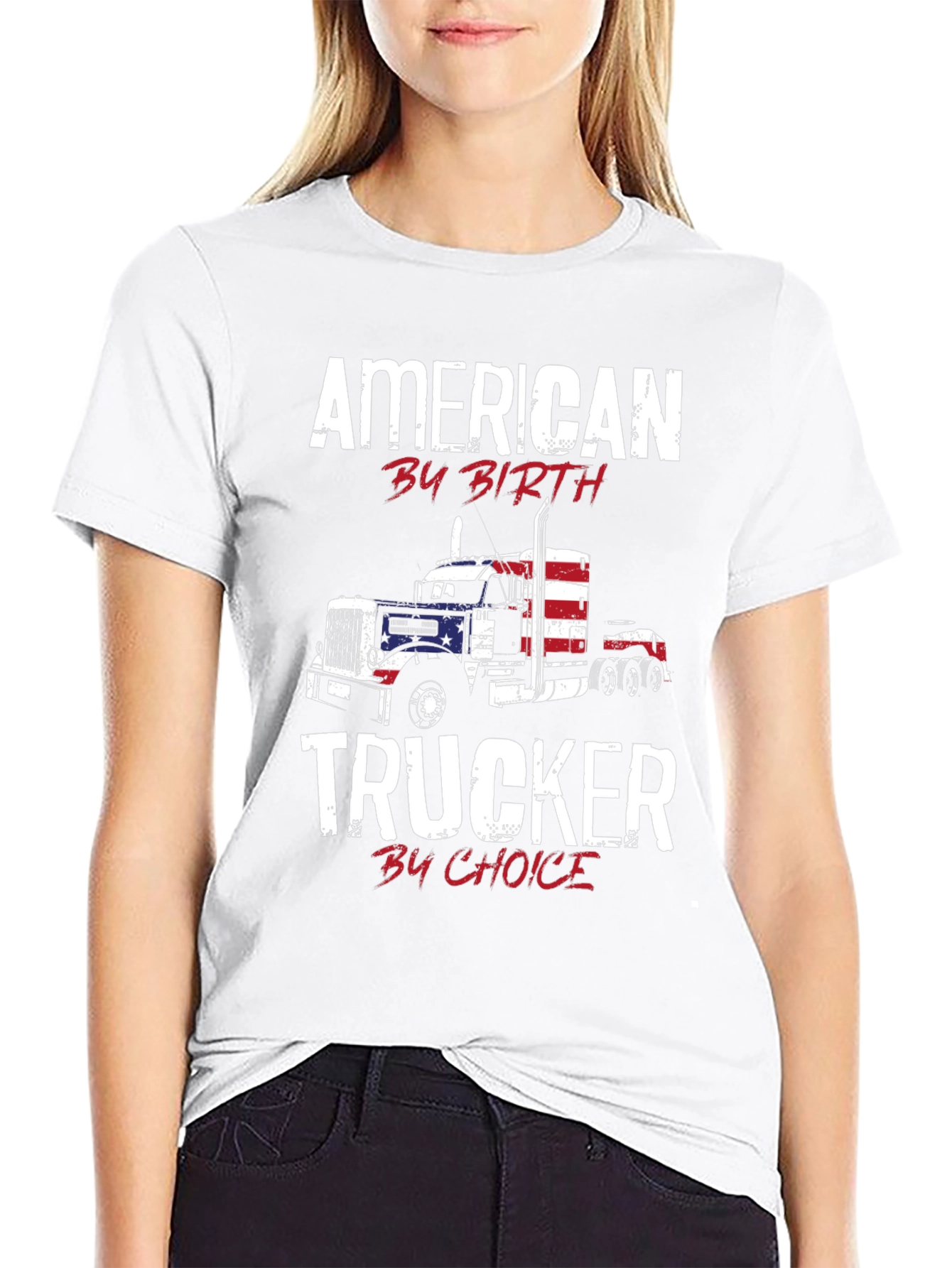 American Trucker T-Shirt - Patriotic Design