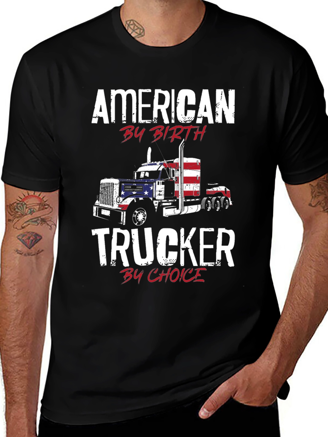 American Trucker T-Shirt - Patriotic Design