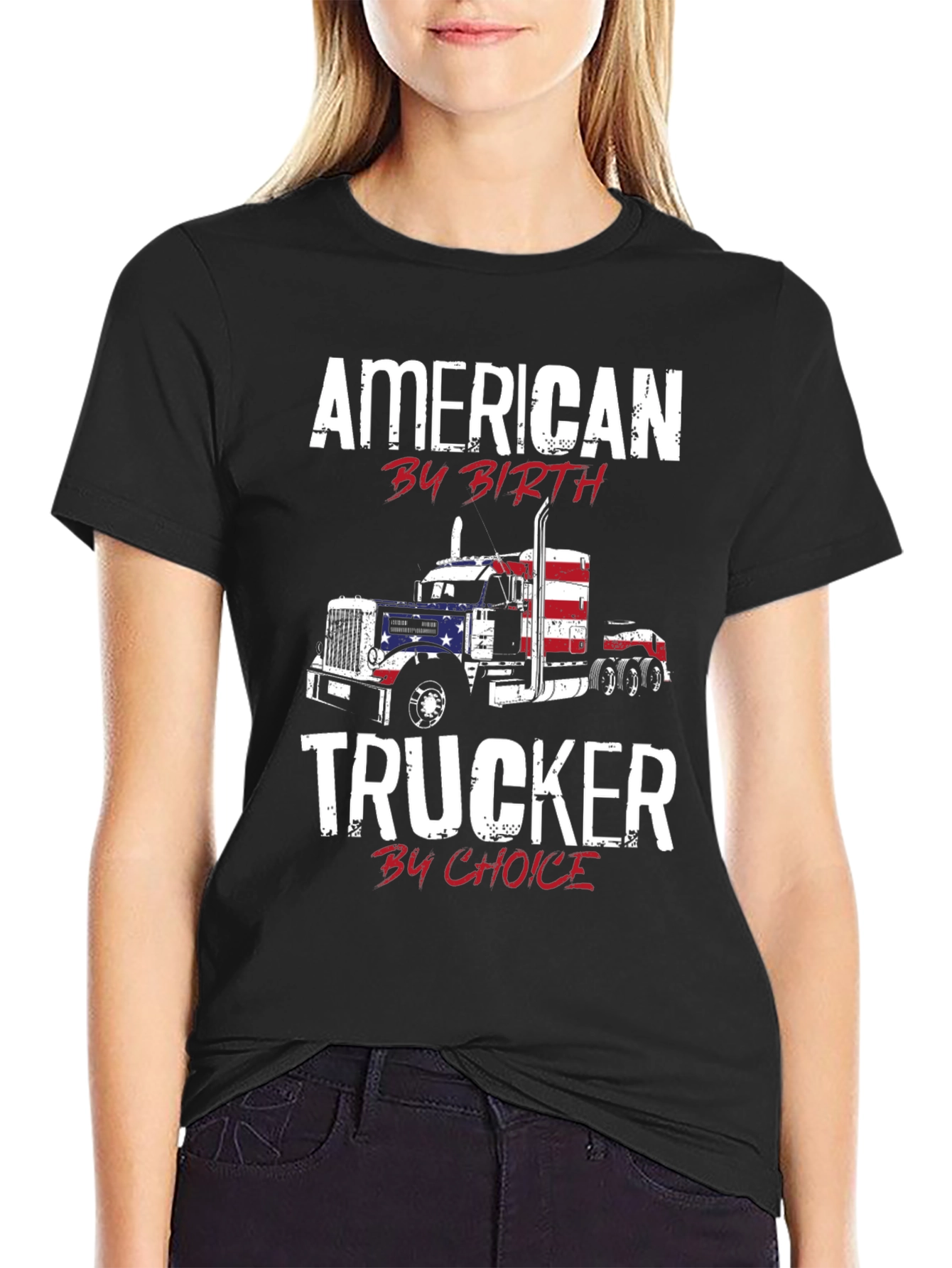 American Trucker T-Shirt - Patriotic Design