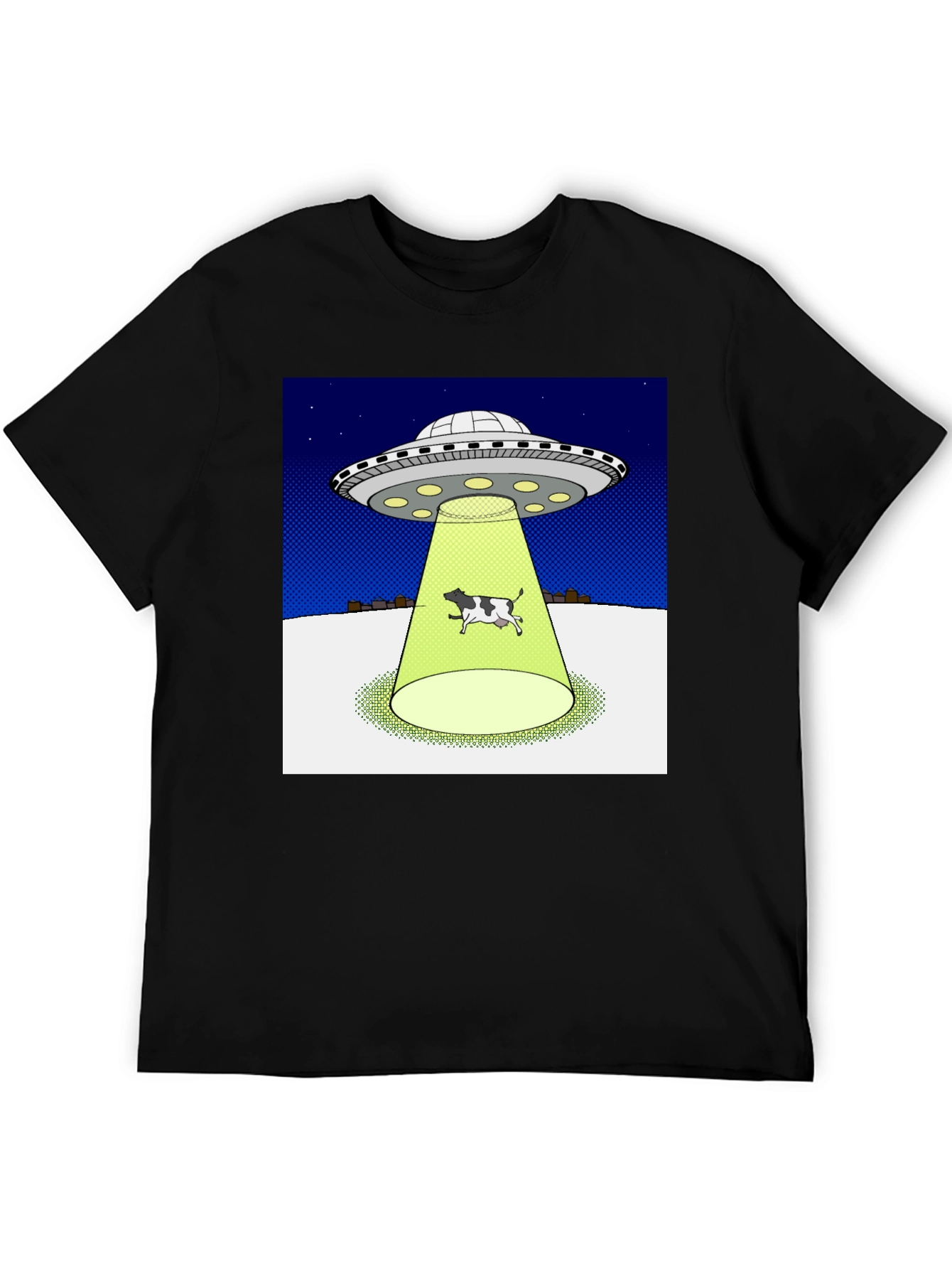 Alien Abduction Cow Graphic T-Shirt