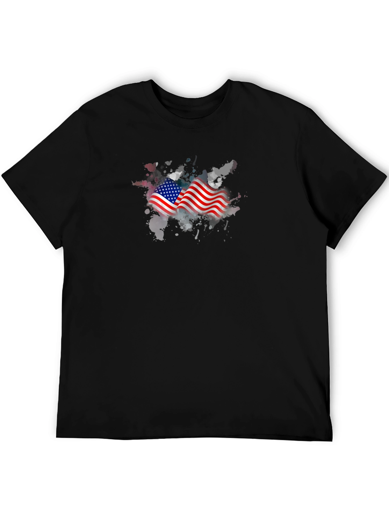 American Flag Graphic Print Black T-Shirt