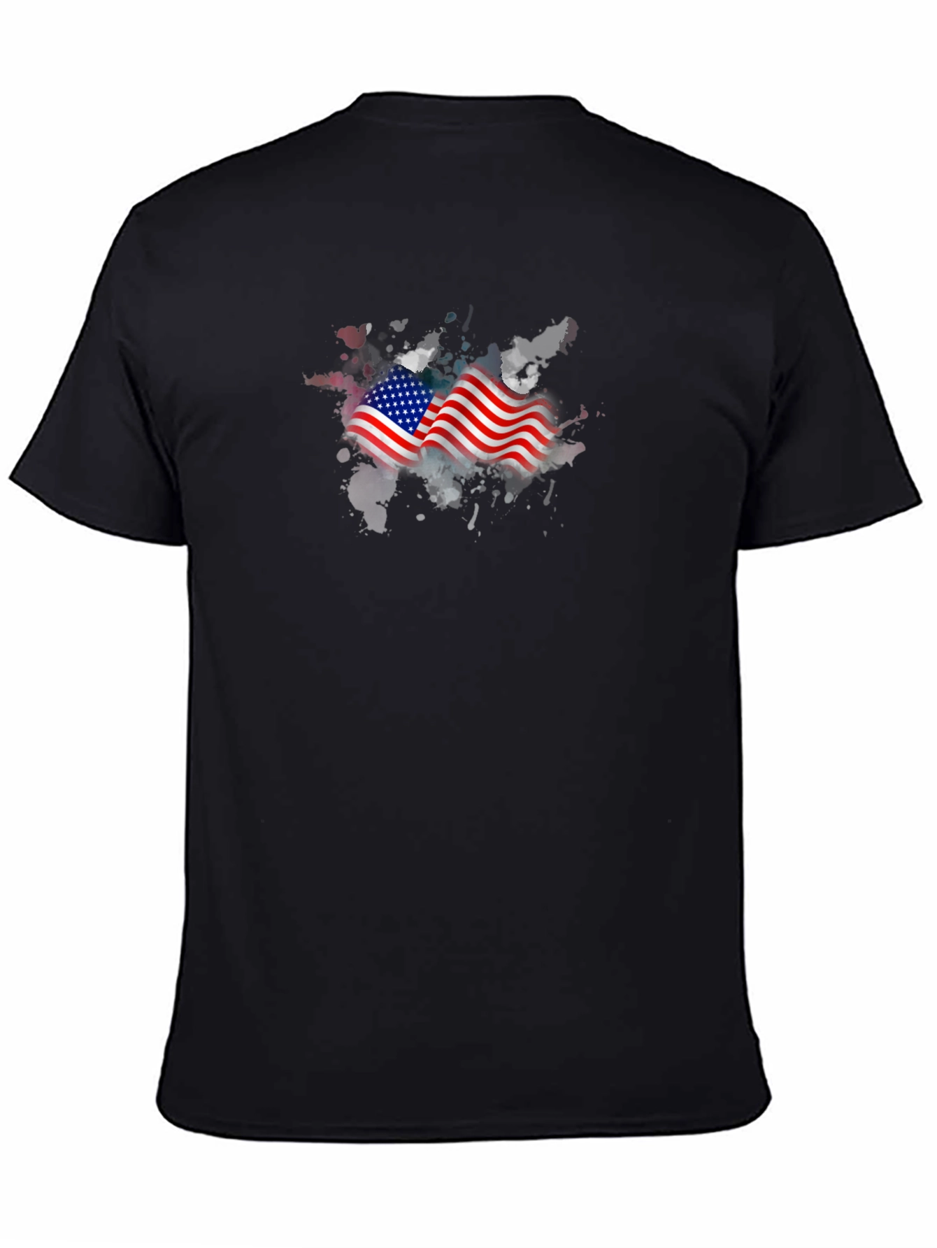 American Flag Graphic Print Black T-Shirt