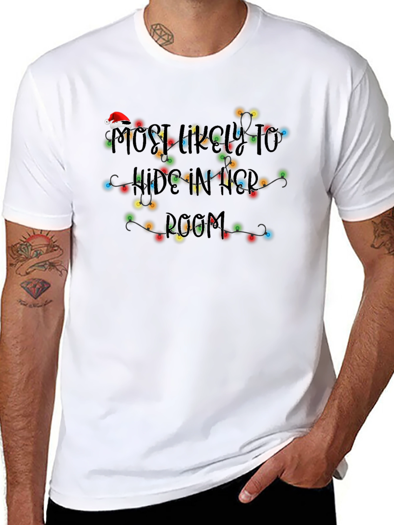 Hide in Her Room Christmas Lights Tee