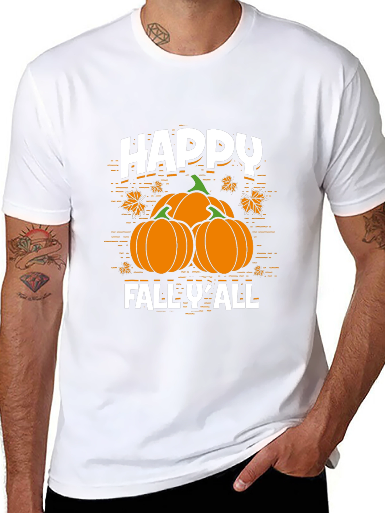 Happy Fall YAll Pumpkin Graphic Tee - Black