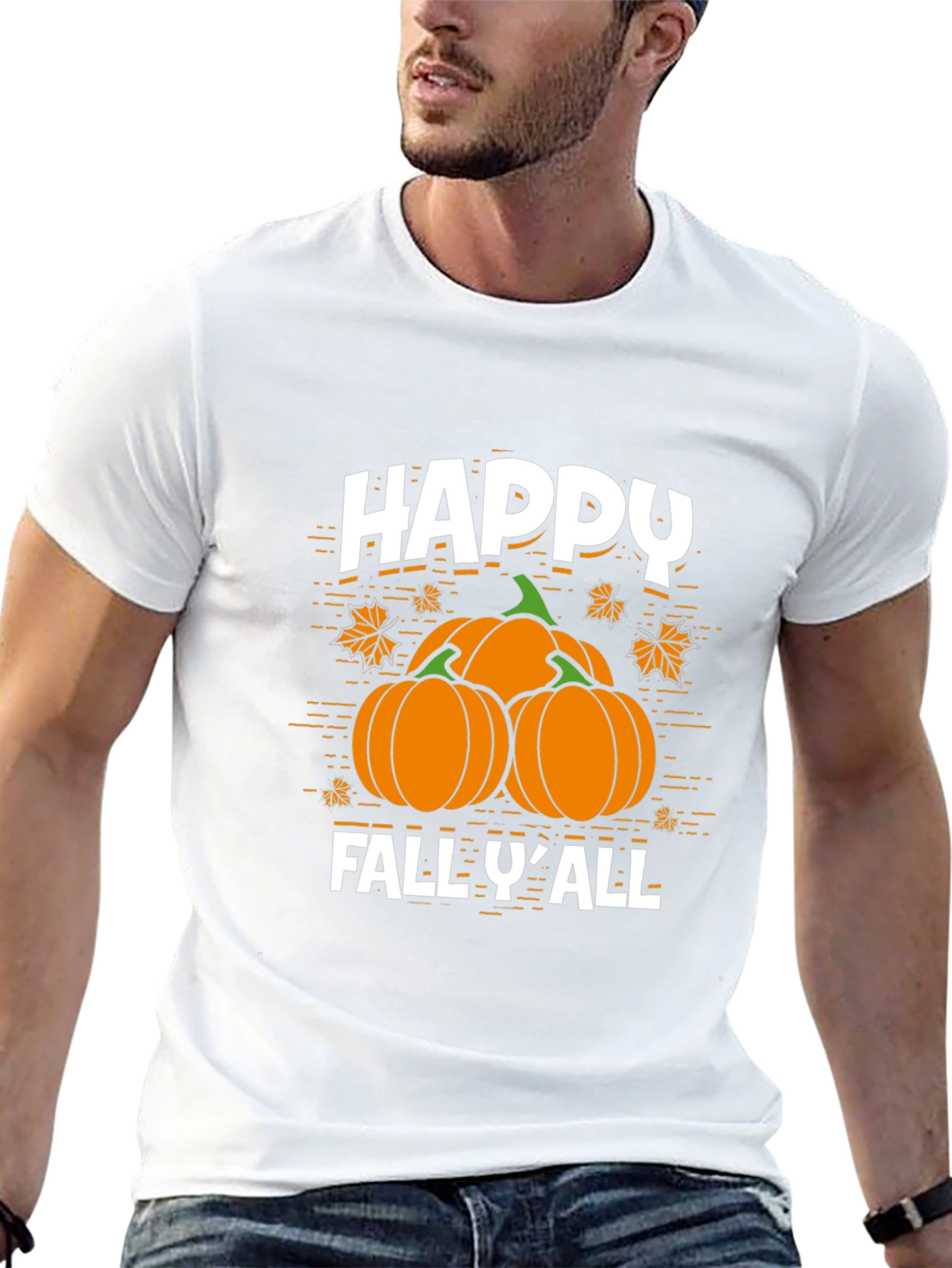 Happy Fall YAll Pumpkin Graphic Tee - Black