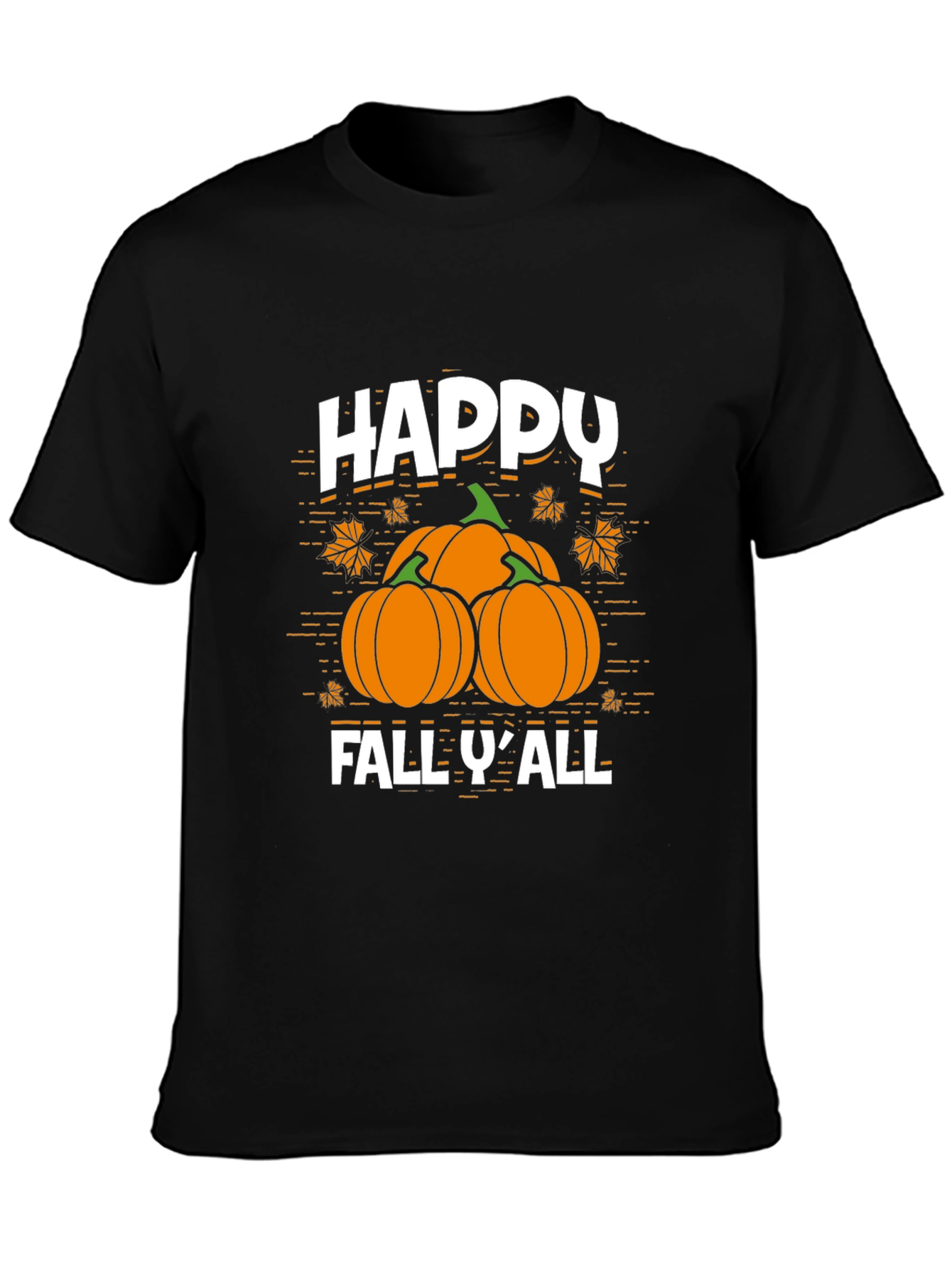 Happy Fall YAll Pumpkin Graphic Tee - Black