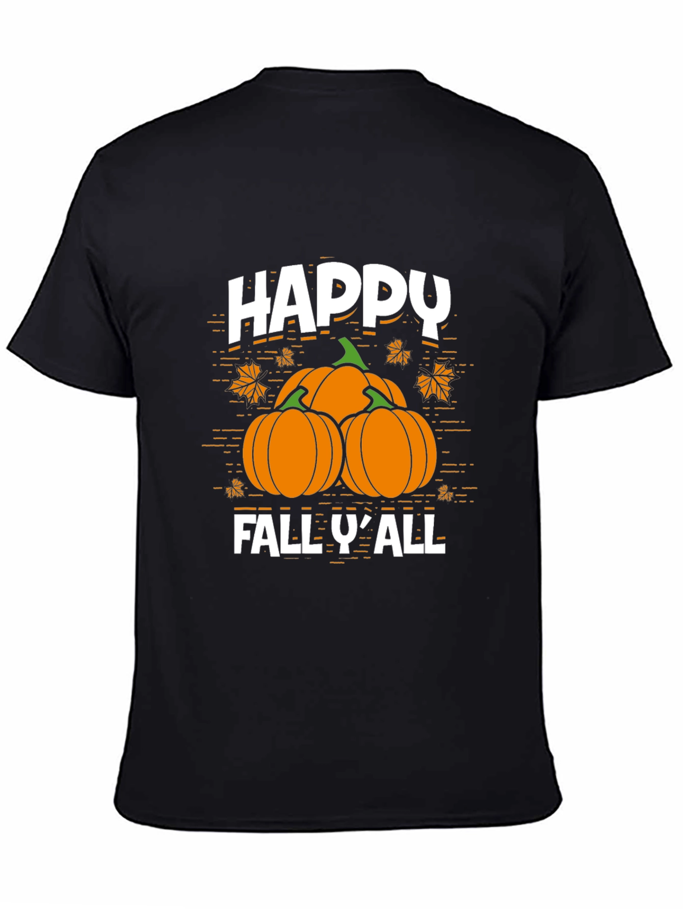 Happy Fall YAll Pumpkin Graphic Tee - Black