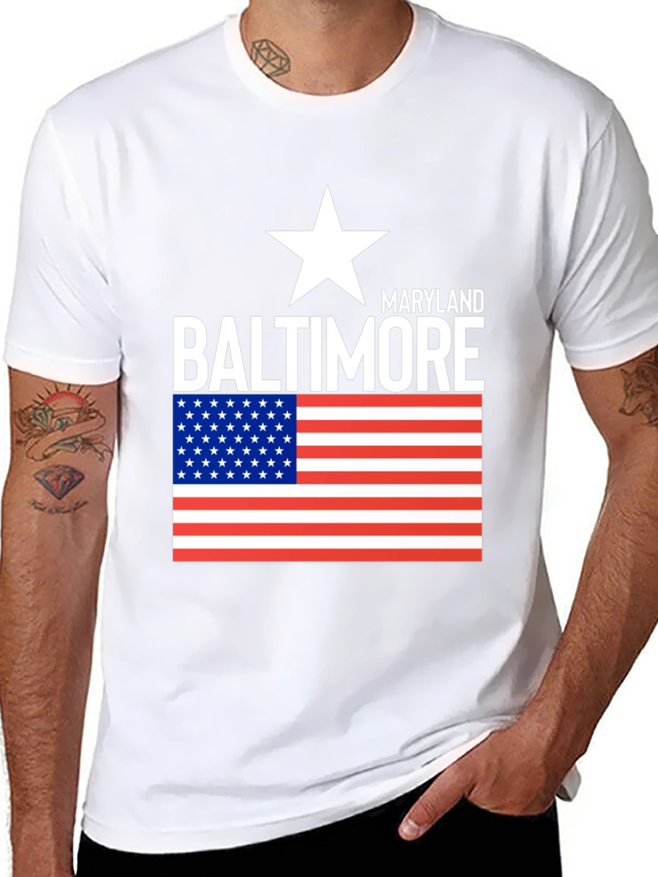 Baltimore Maryland US Flag T-Shirt