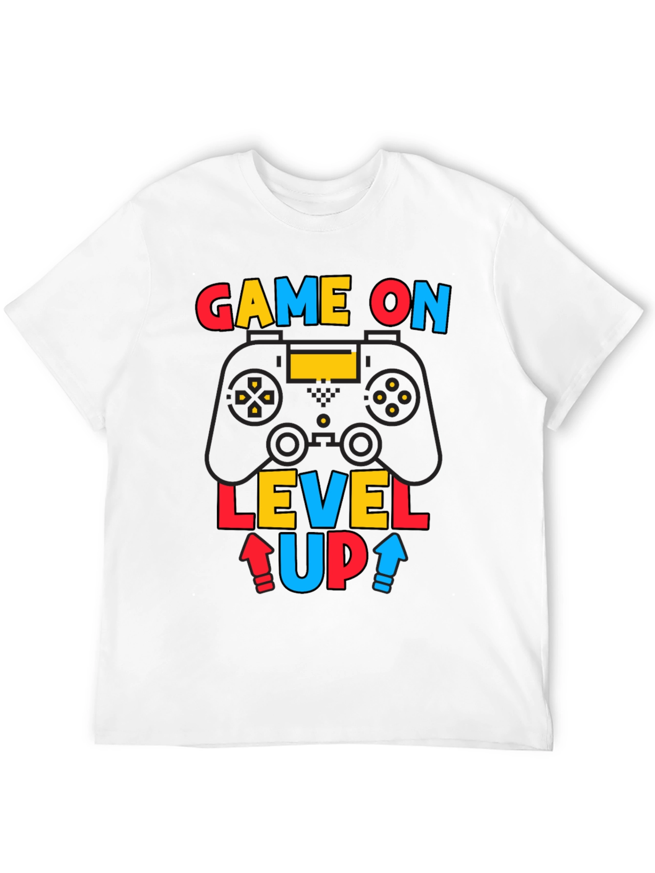 Game On Level Up Mens Black Graphic Tee