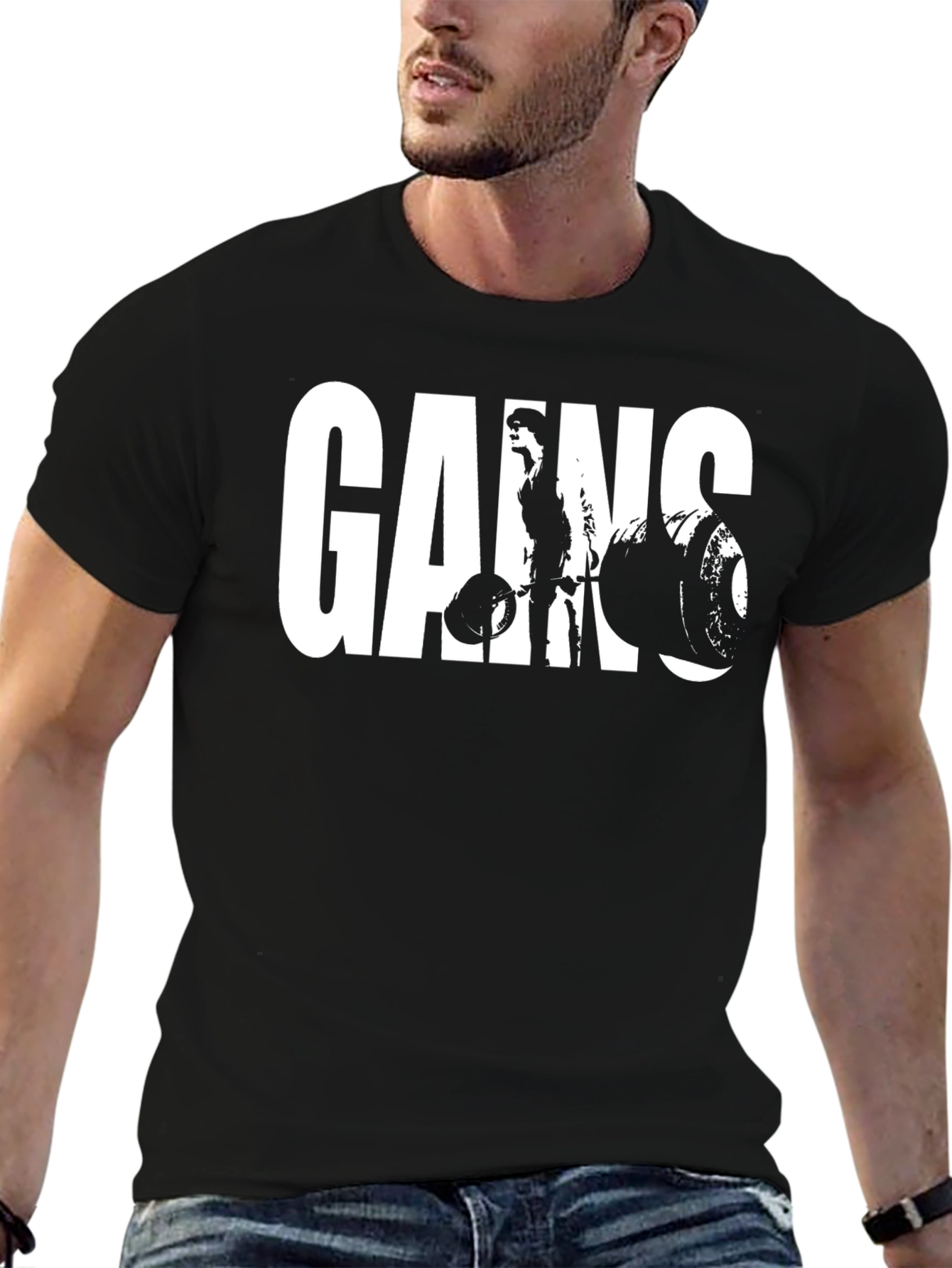 Gains Graphic Tee - Black Gym Shirt