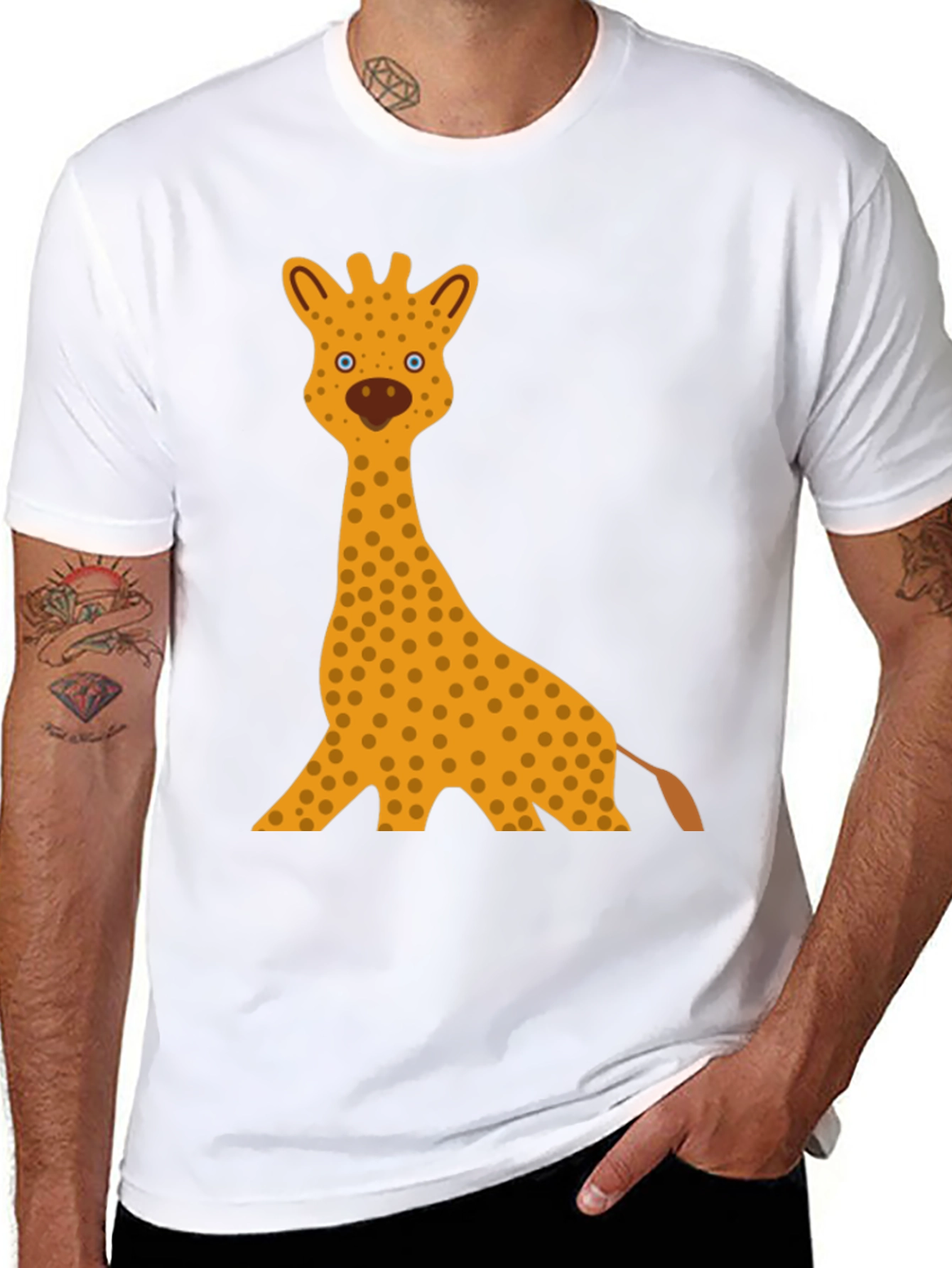 Giraffe Graphic Tee - Black Cotton T-Shirt