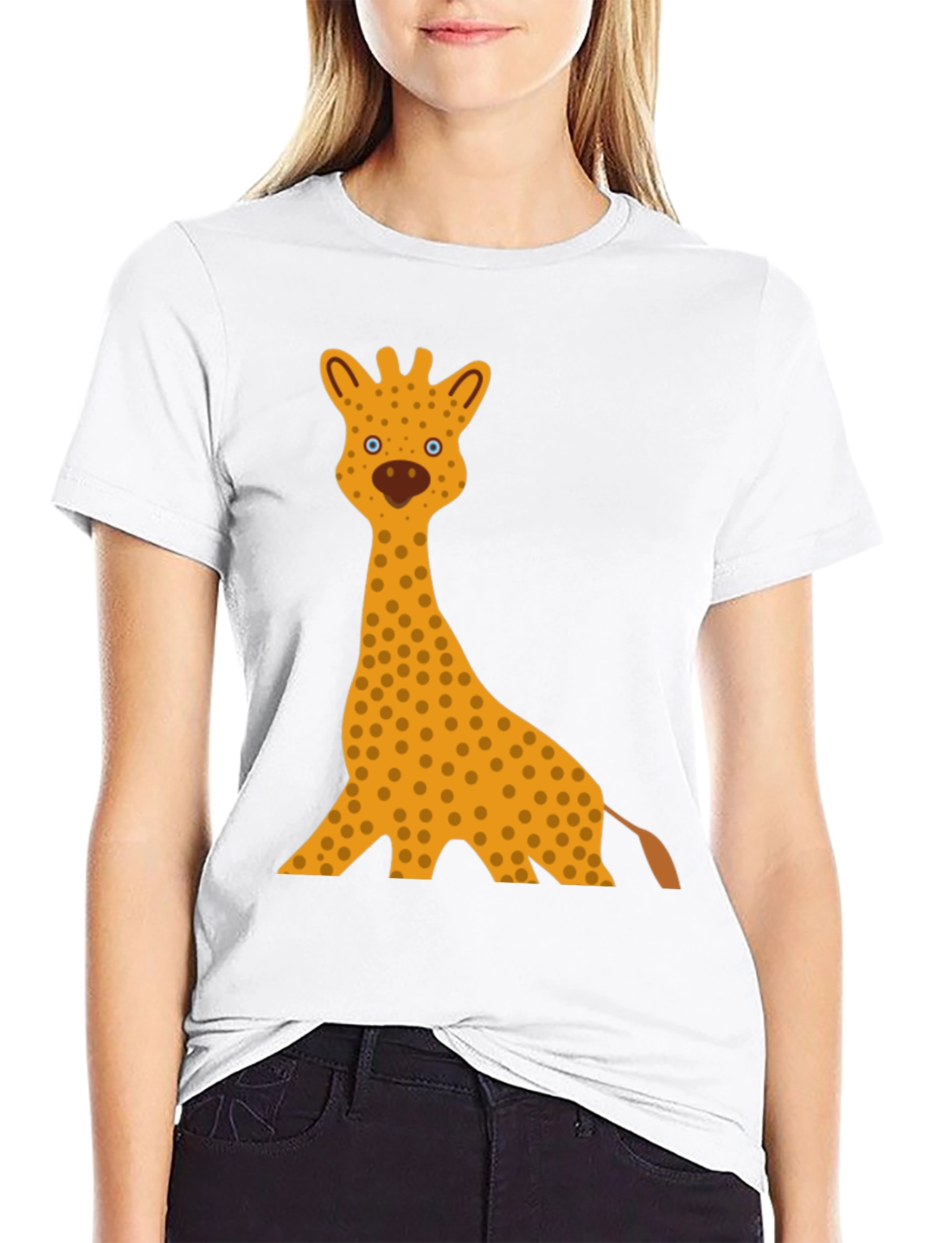 Giraffe Graphic Tee - Black Cotton T-Shirt