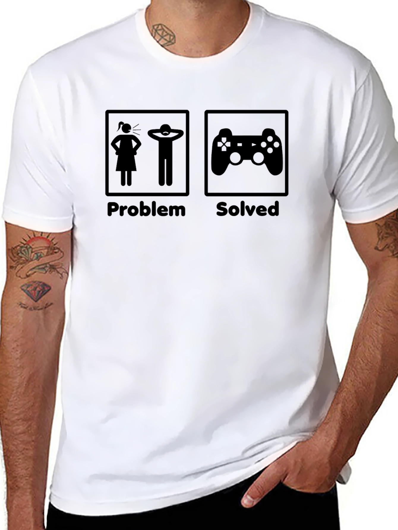 Gamer Problem Solved Graphic Tee - Funny Gaming T-Shirt