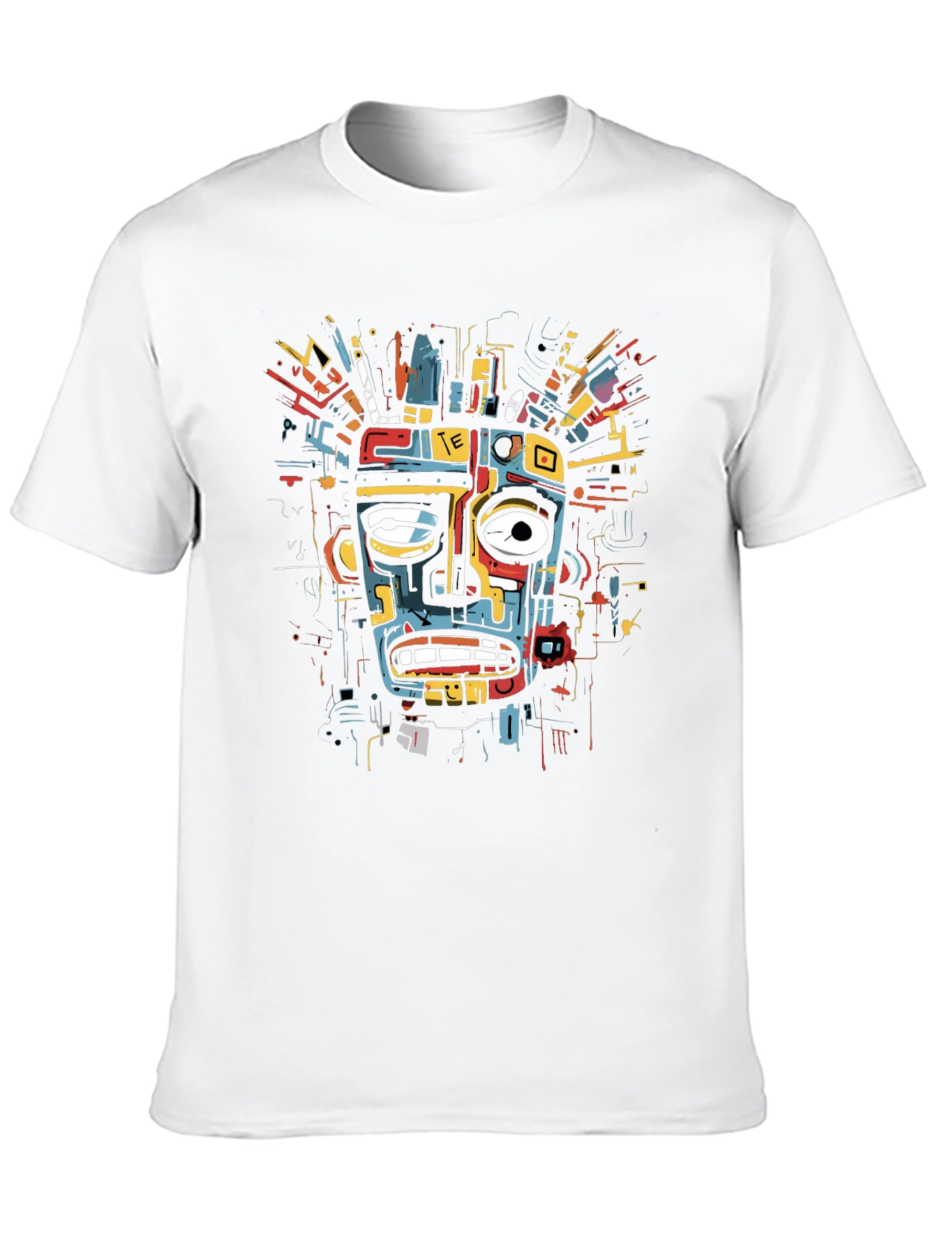 Abstract Art Face Print Black T-Shirt