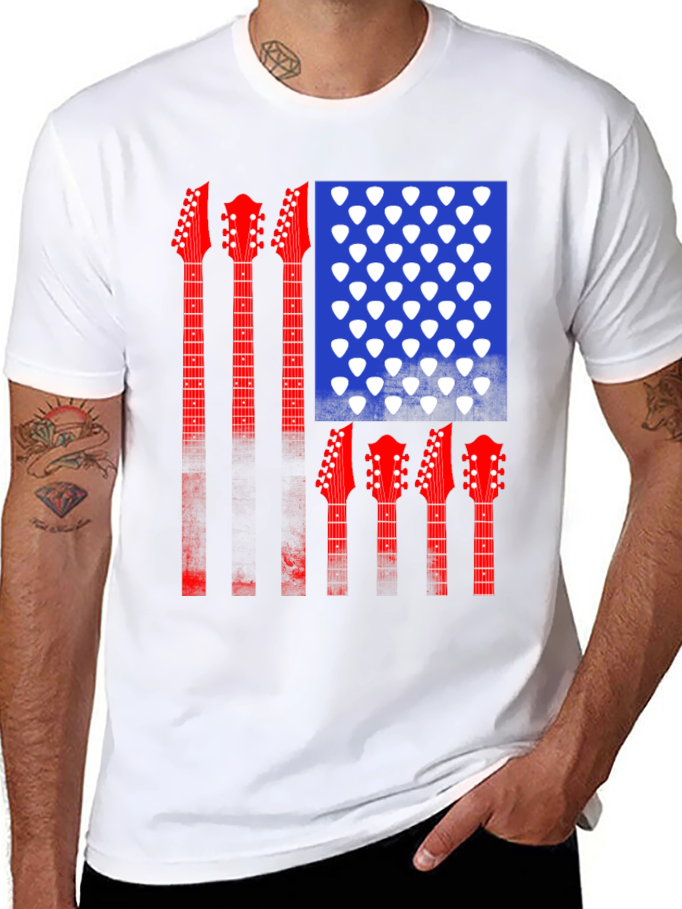 Guitar American Flag T-Shirt