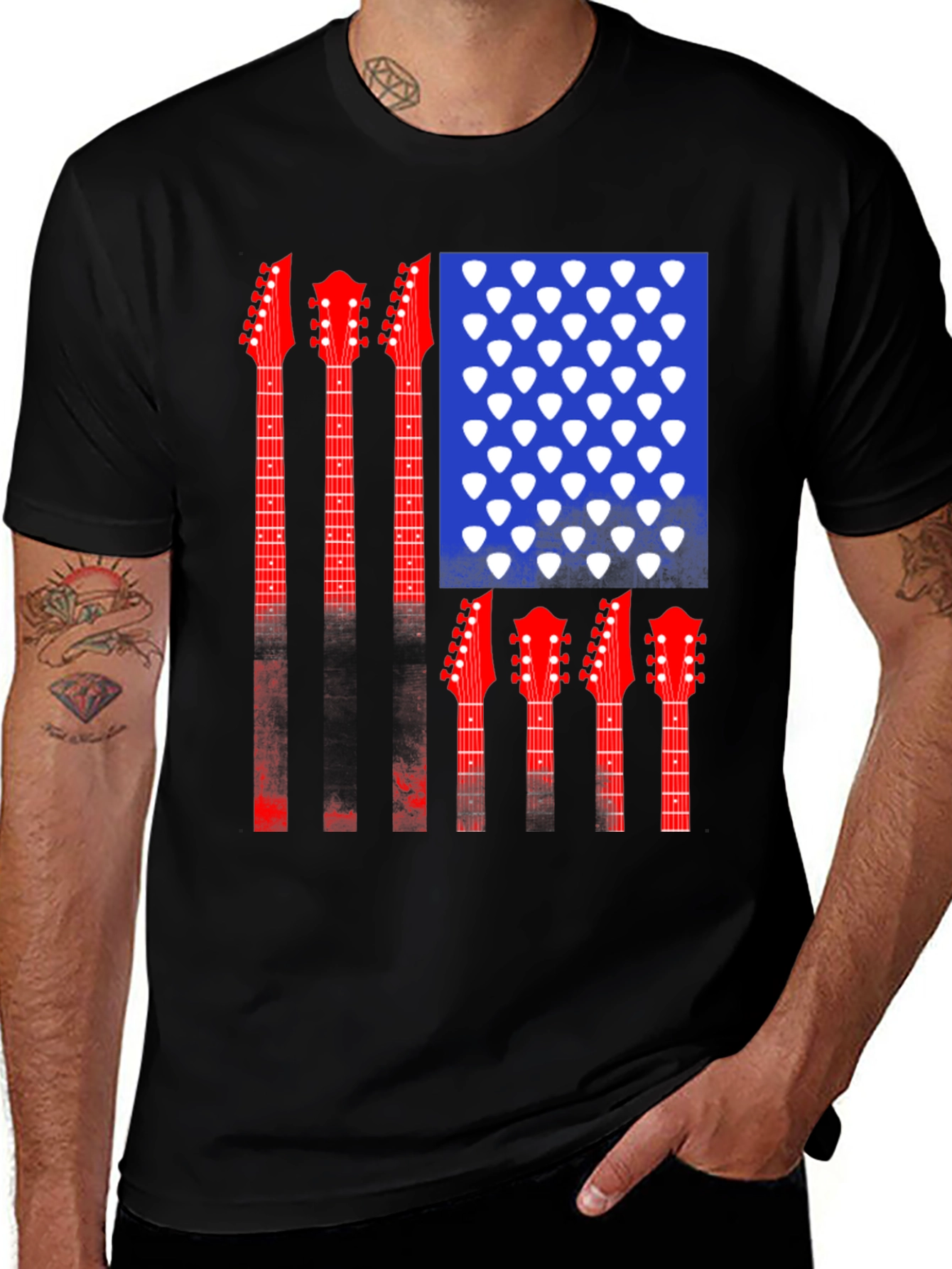 Guitar American Flag T-Shirt
