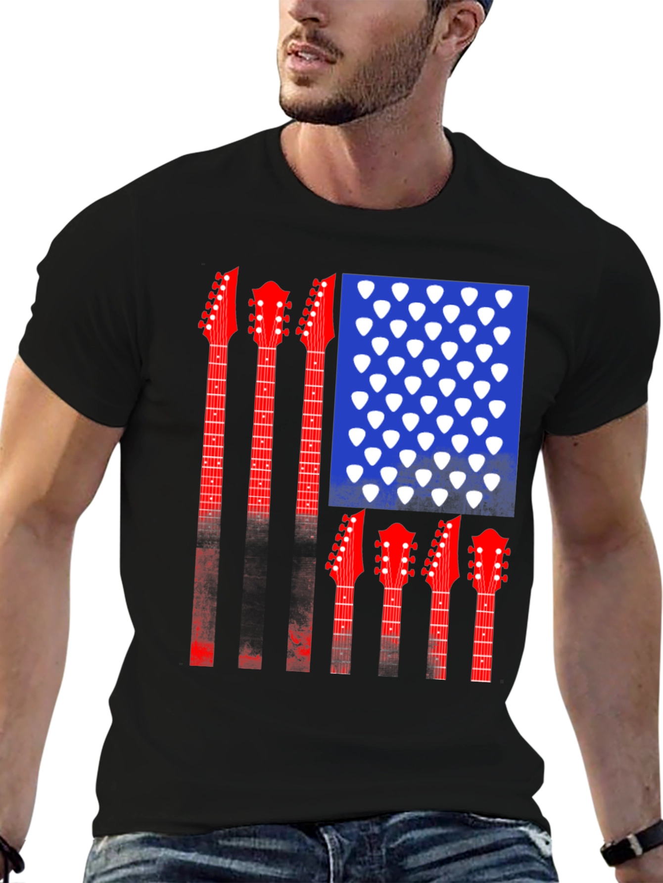 Guitar American Flag T-Shirt