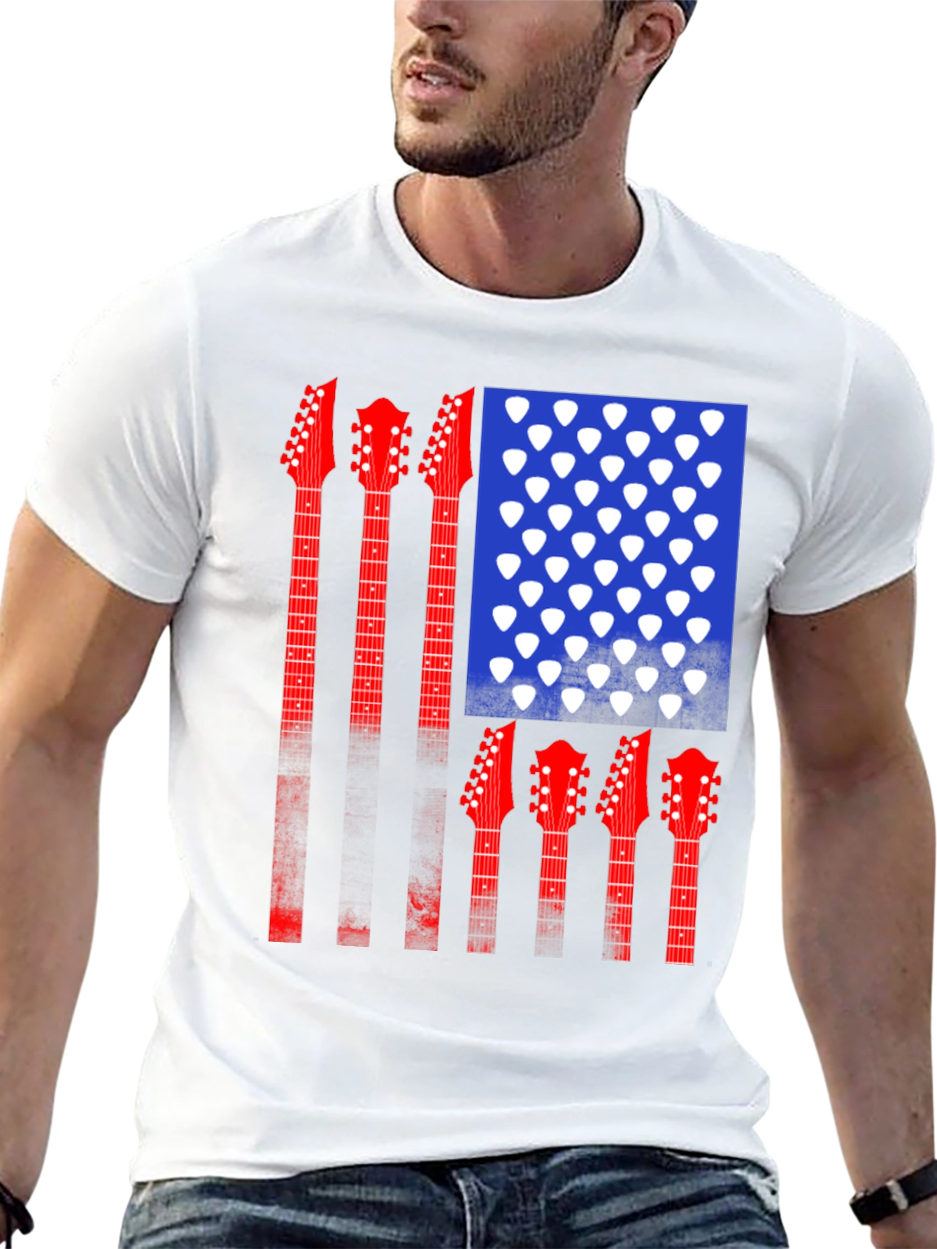 Guitar American Flag T-Shirt