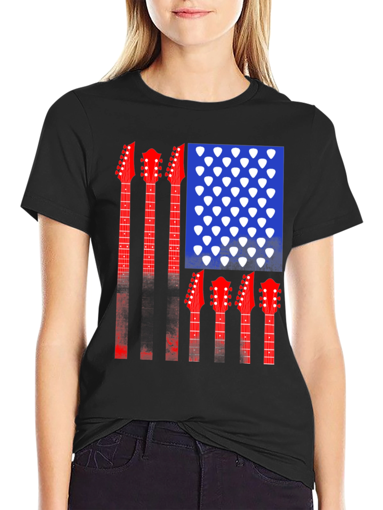 Guitar American Flag T-Shirt