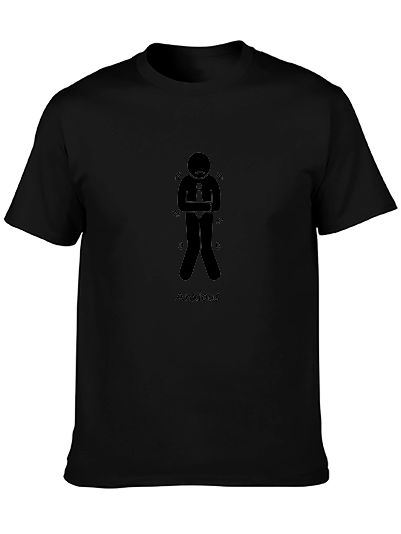 Anxious Stick Figure Graphic Tee - Black