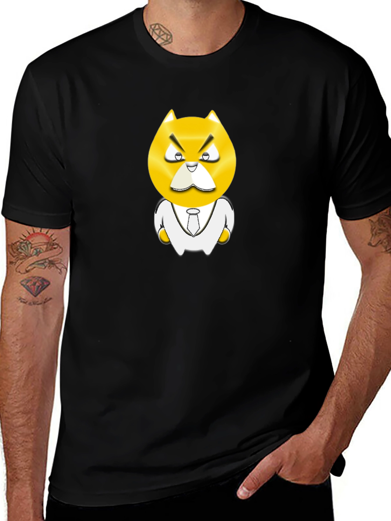 Angry Boss Character Black T-Shirt