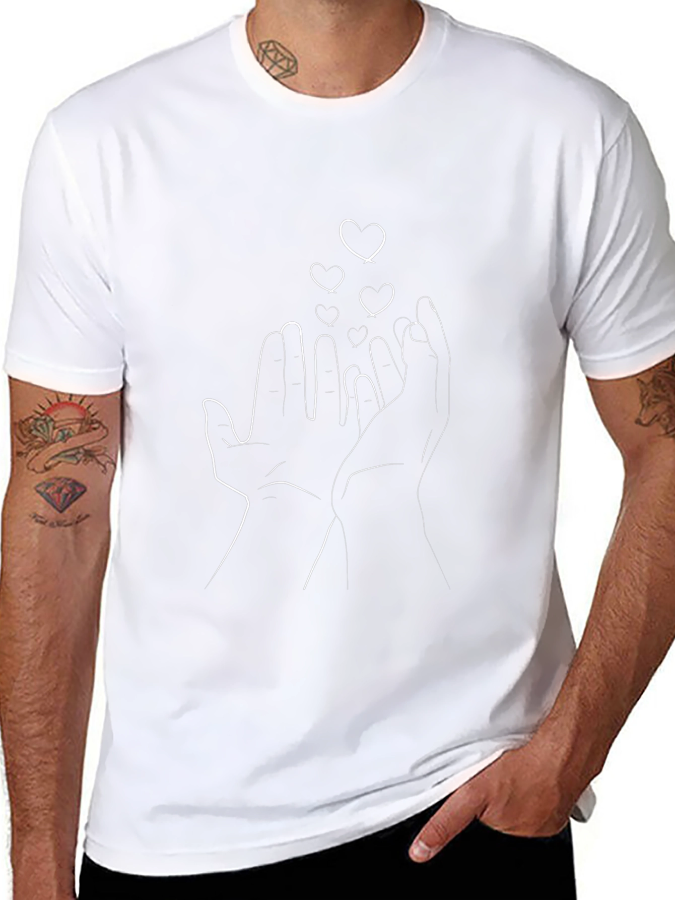 Hands & Hearts Graphic Tee - Stylish Black T-Shirt