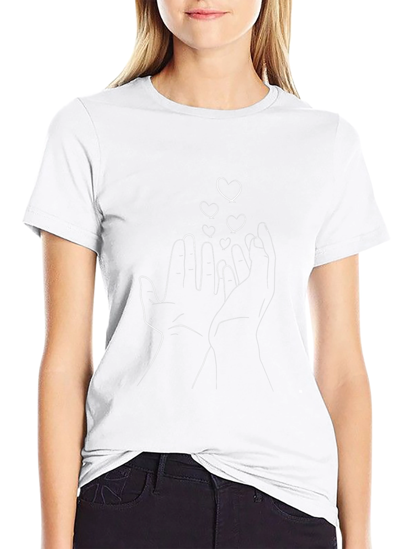 Hands & Hearts Graphic Tee - Stylish Black T-Shirt
