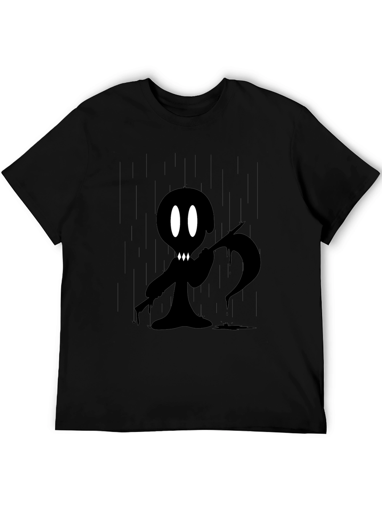 Grim Reaper Cartoon Graphic Black T-Shirt