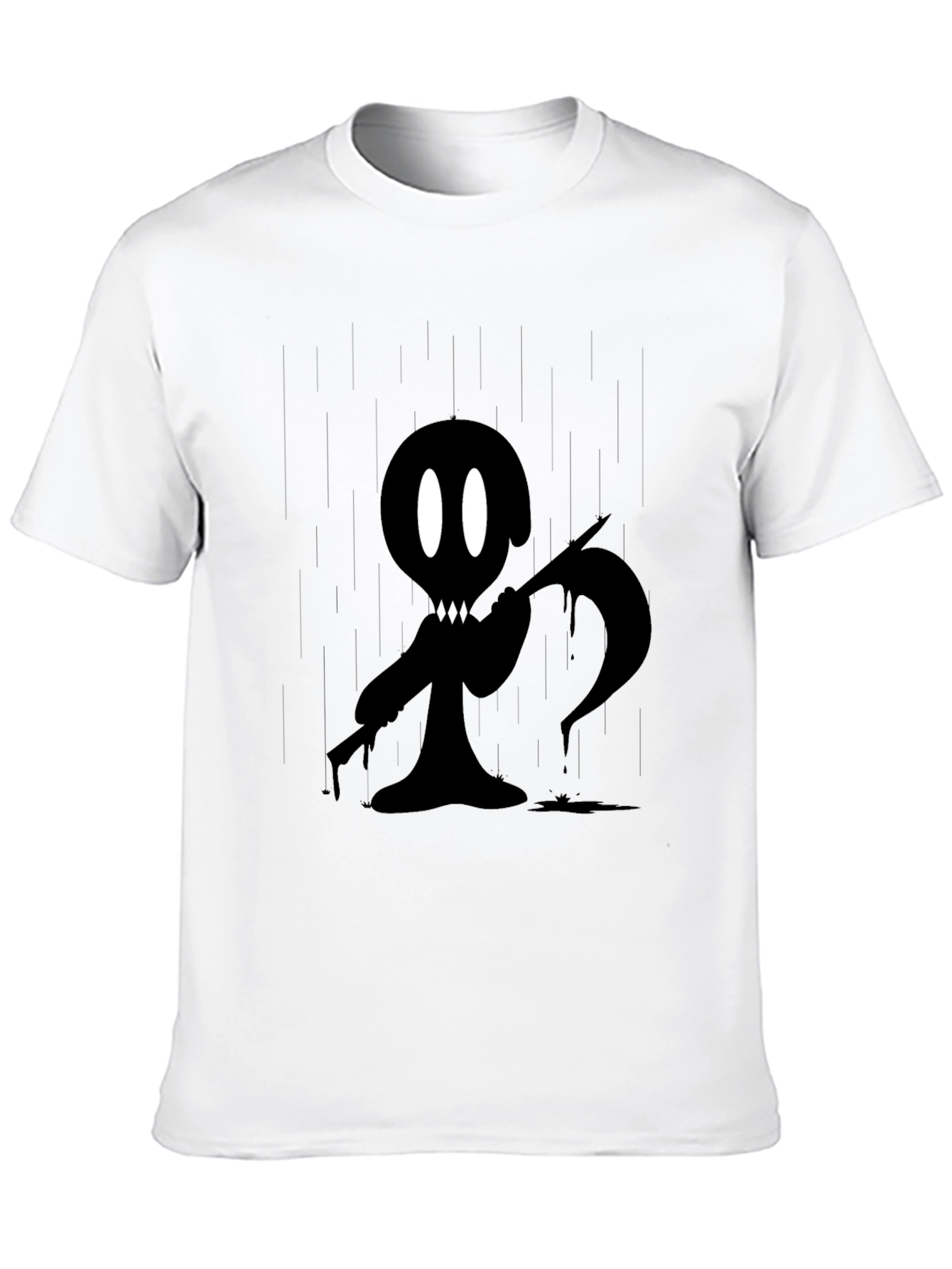 Grim Reaper Cartoon Graphic Black T-Shirt