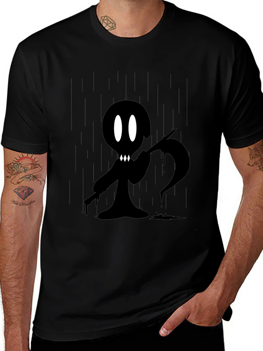 Grim Reaper Cartoon Graphic Black T-Shirt