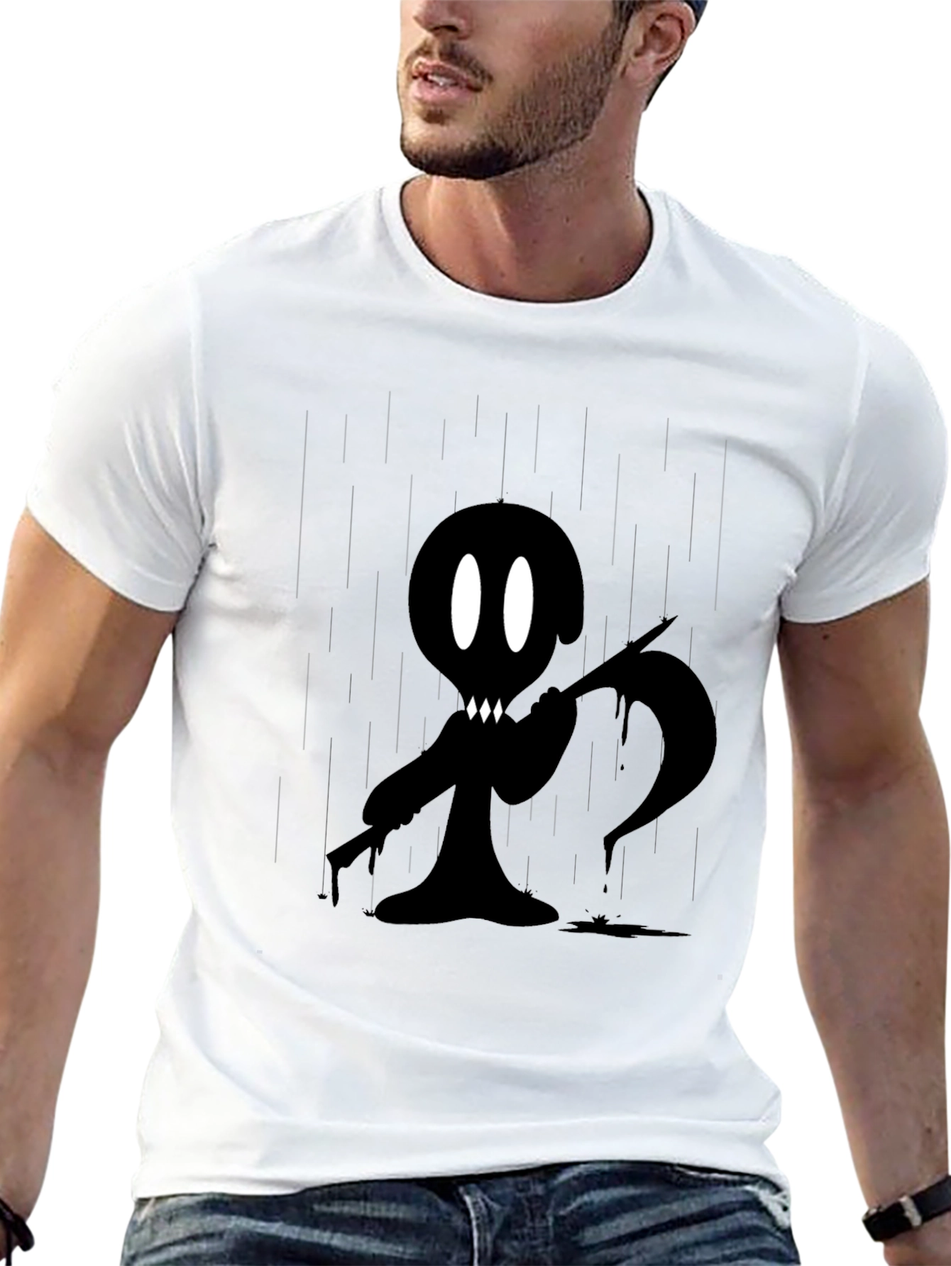 Grim Reaper Cartoon Graphic Black T-Shirt