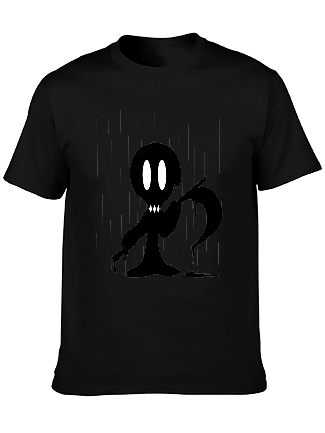 Grim Reaper Cartoon Graphic Black T-Shirt
