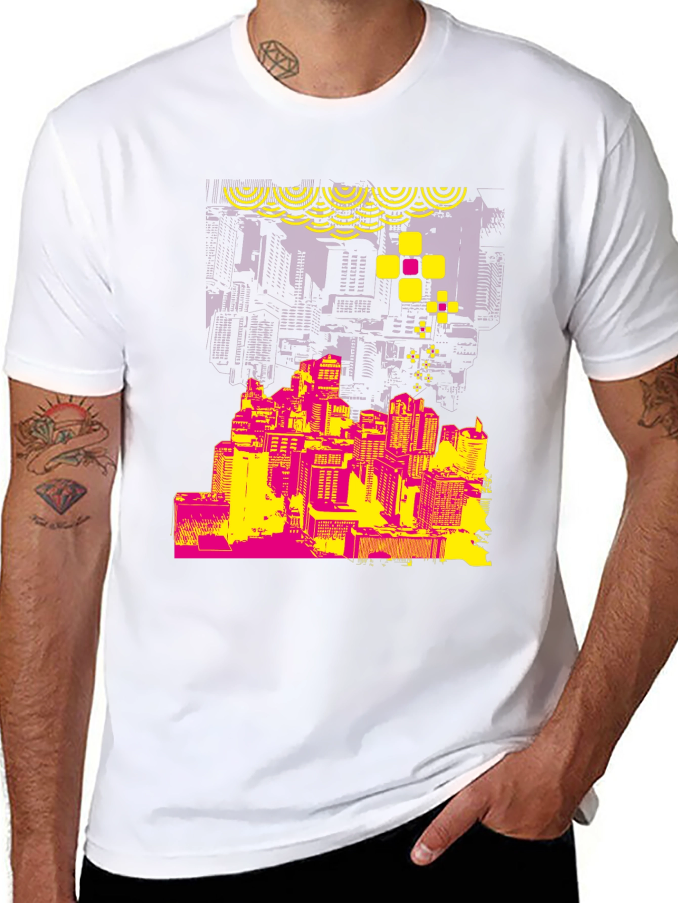 Abstract Cityscape Graphic T-Shirt - Stylish Urban Design
