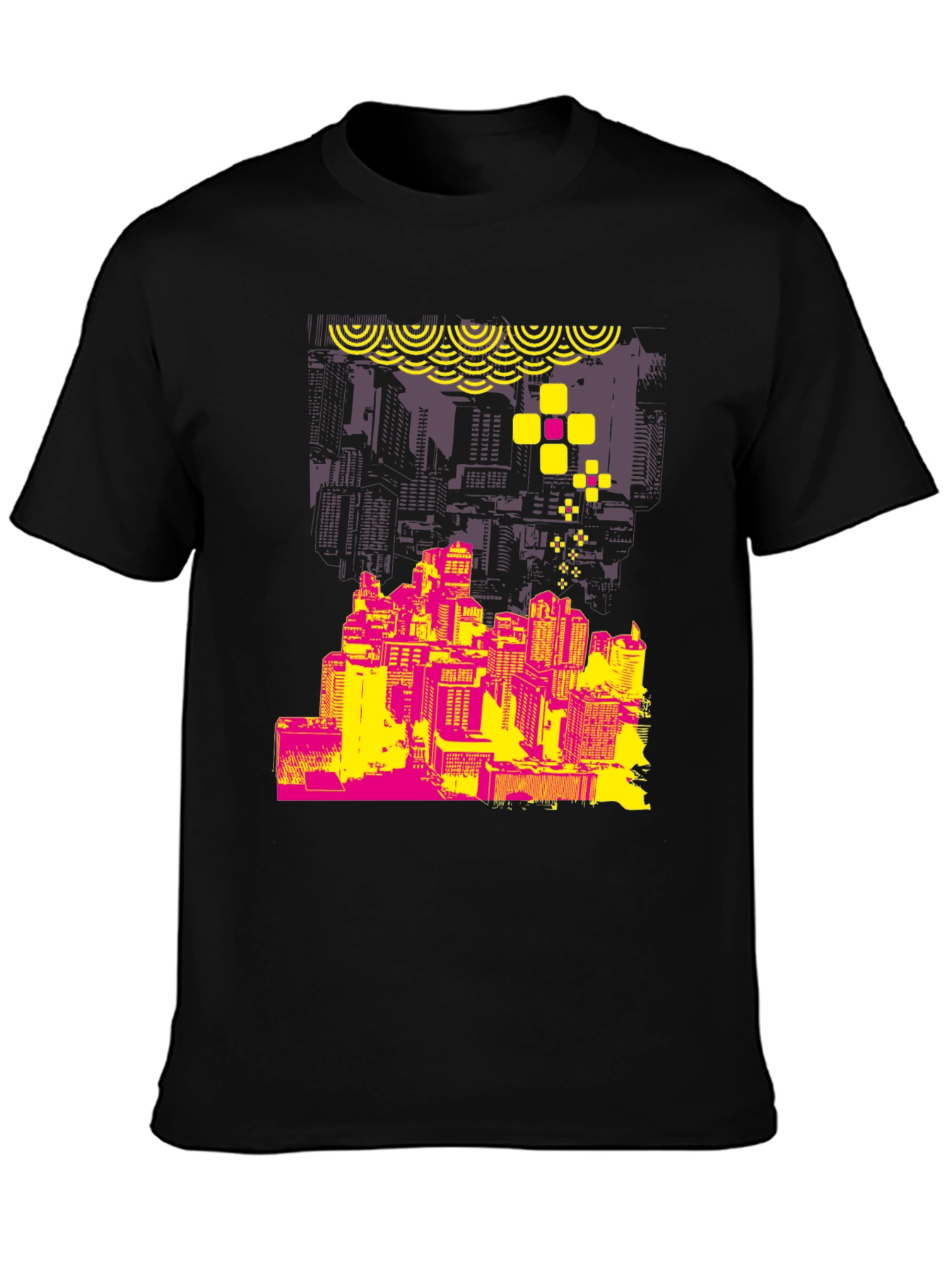 Abstract Cityscape Graphic T-Shirt - Stylish Urban Design