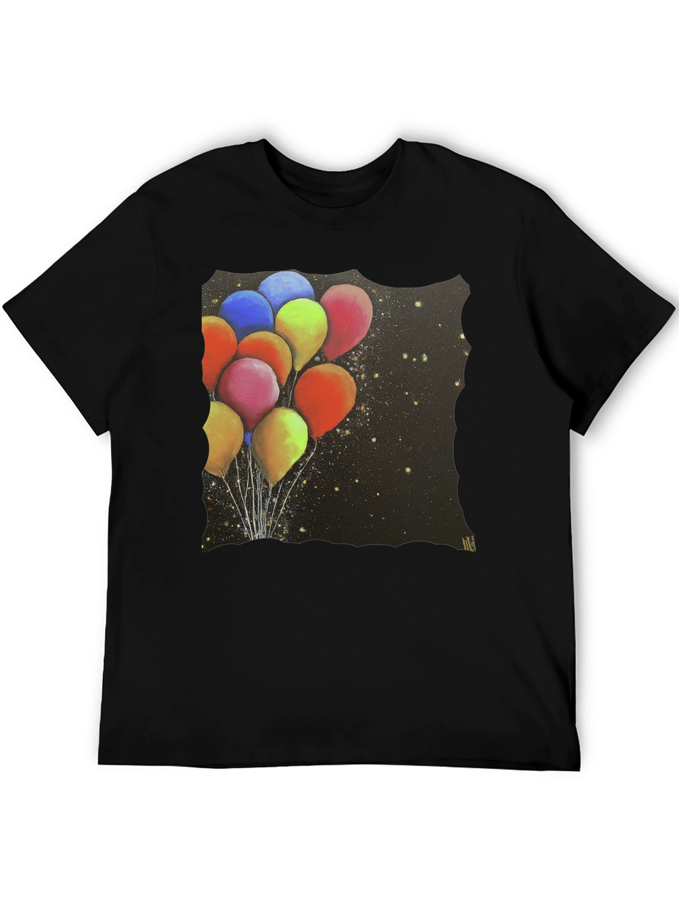 Balloon Galaxy Black T-Shirt - Unique Graphic Tee