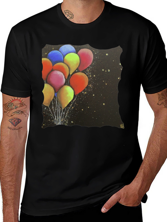 Balloon Galaxy Black T-Shirt - Unique Graphic Tee