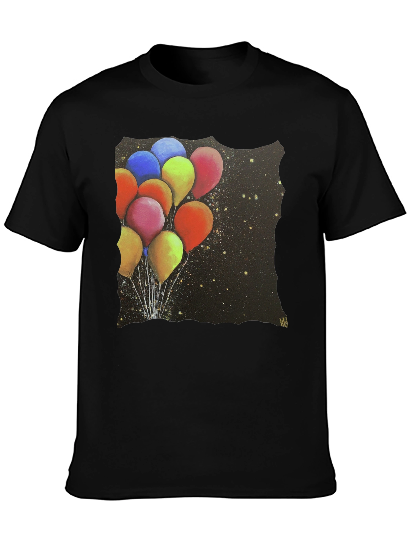 Balloon Galaxy Black T-Shirt - Unique Graphic Tee