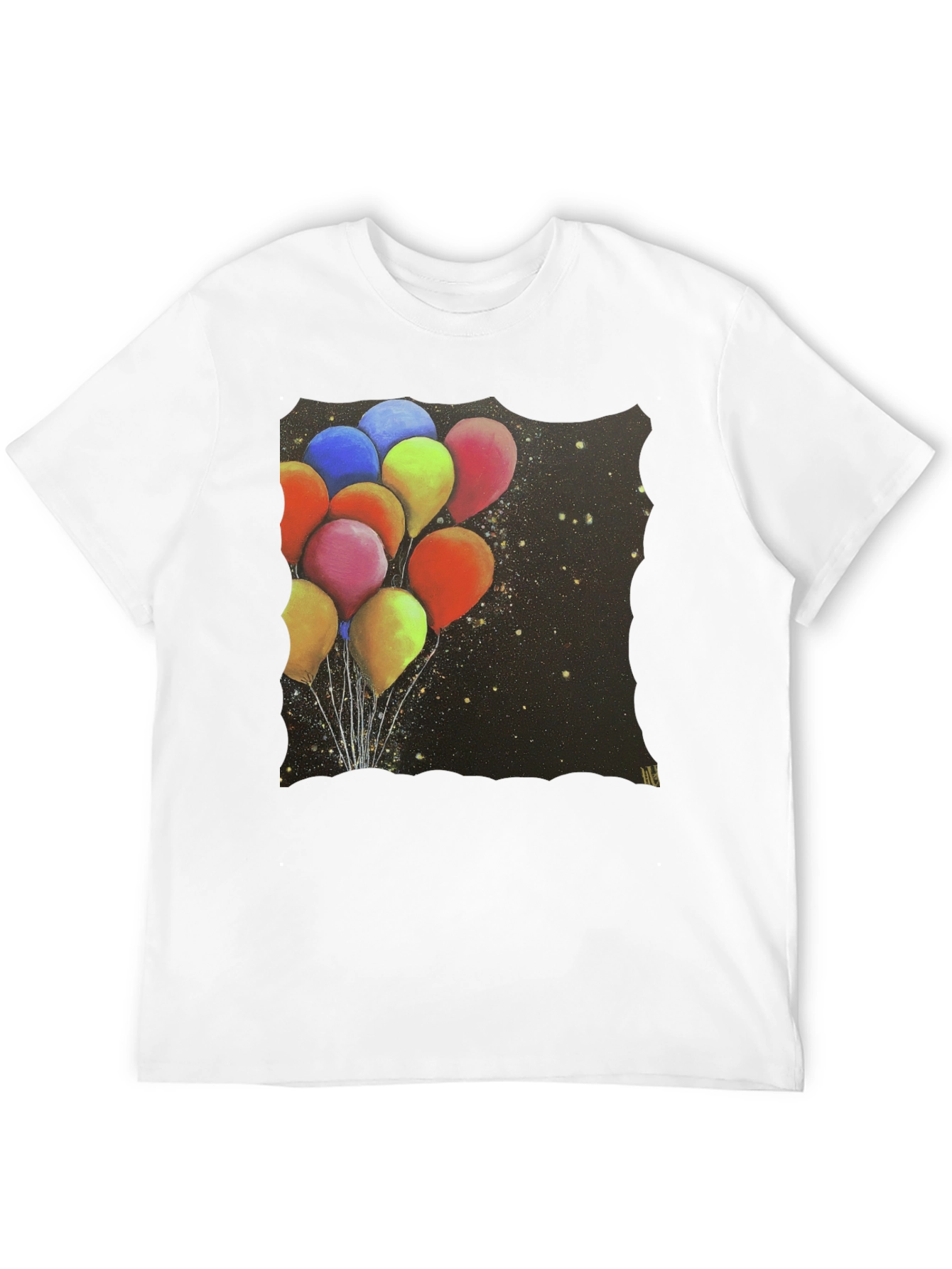 Balloon Galaxy Black T-Shirt - Unique Graphic Tee