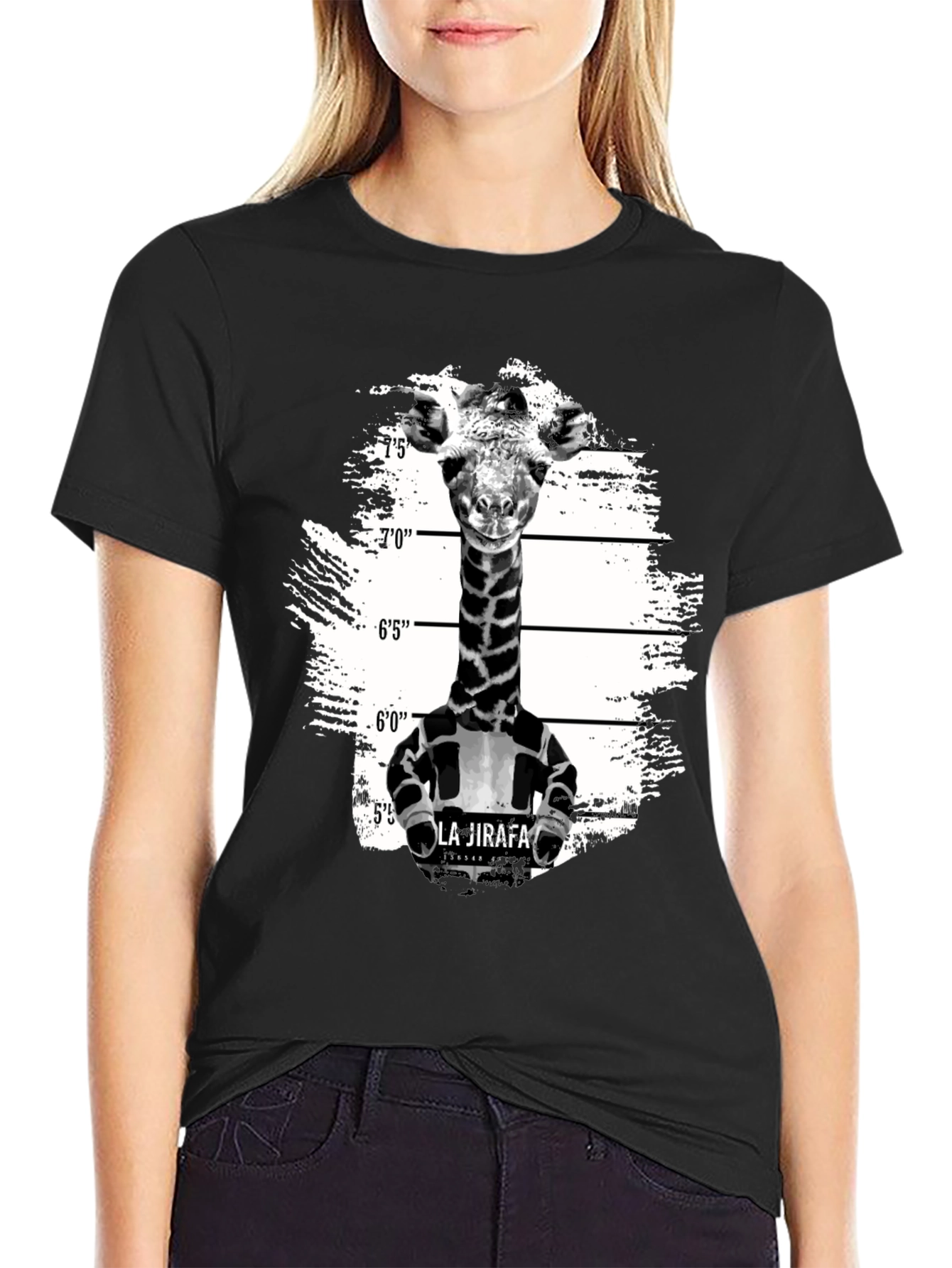 Giraffe Mugshot Graphic T-Shirt - Funny Animal Tee