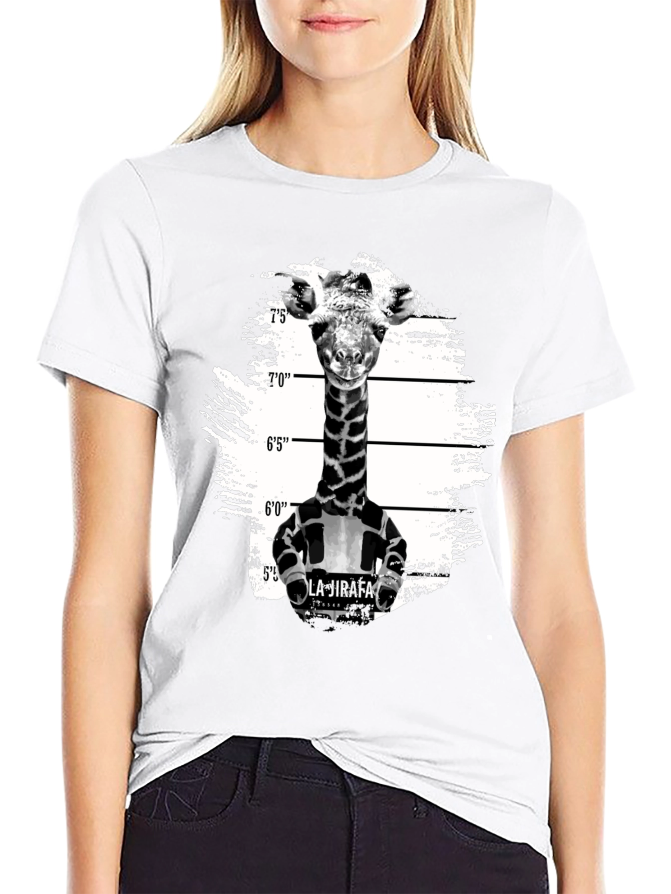 Giraffe Mugshot Graphic T-Shirt - Funny Animal Tee