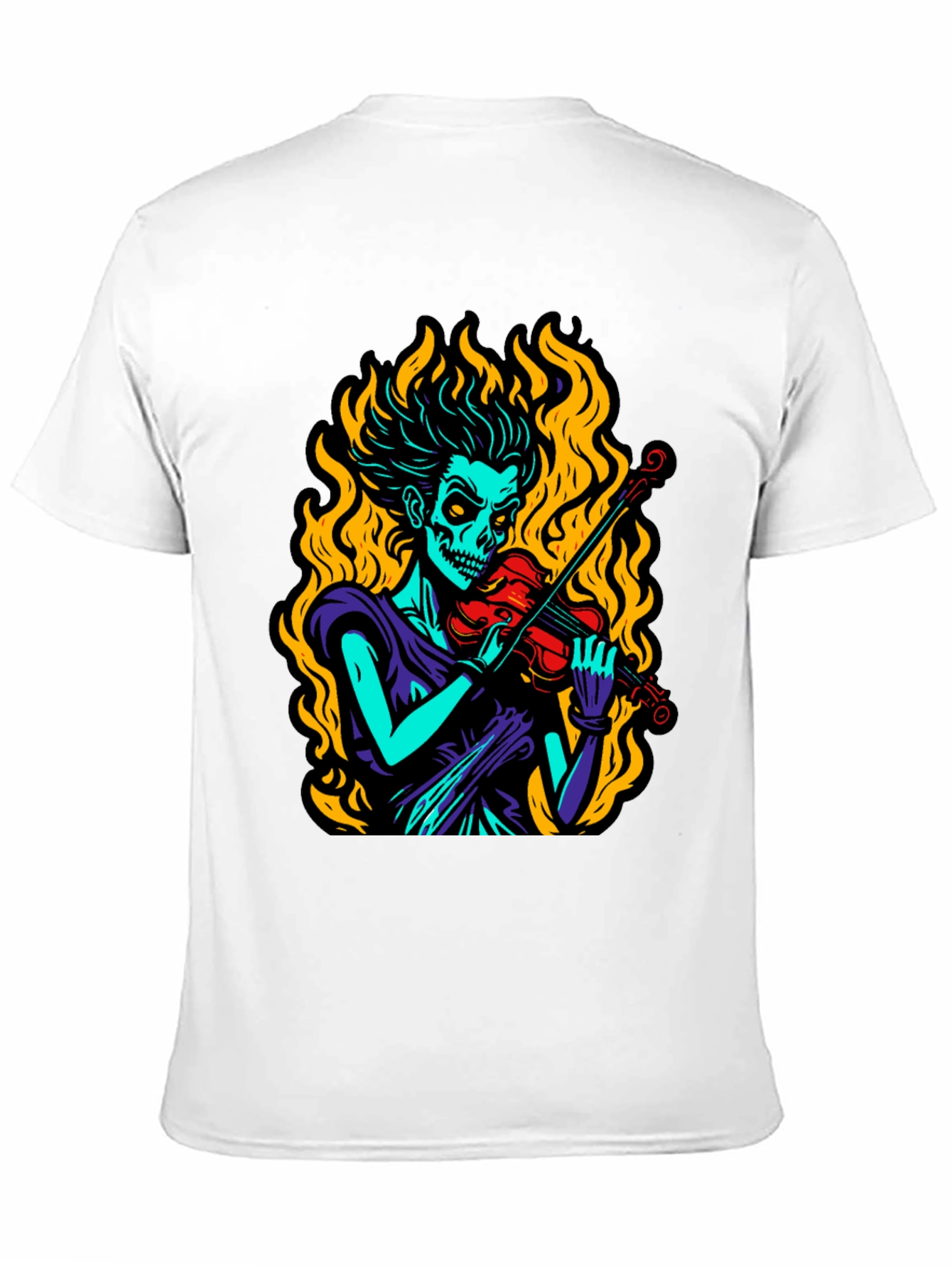 Grim Fiddler Graphic T-Shirt - Unique Skeleton Violin Design