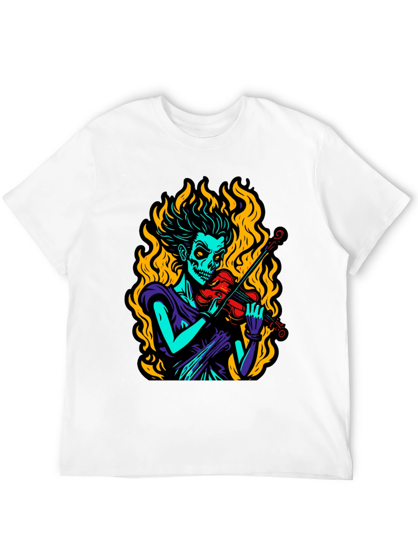 Grim Fiddler Graphic T-Shirt - Unique Skeleton Violin Design